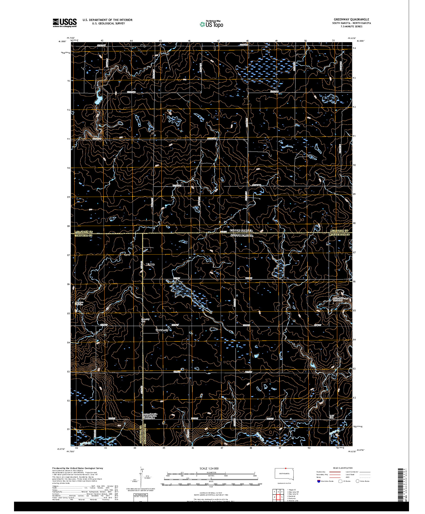 USGS US TOPO 7.5-MINUTE MAP FOR GREENWAY, SD,ND 2017