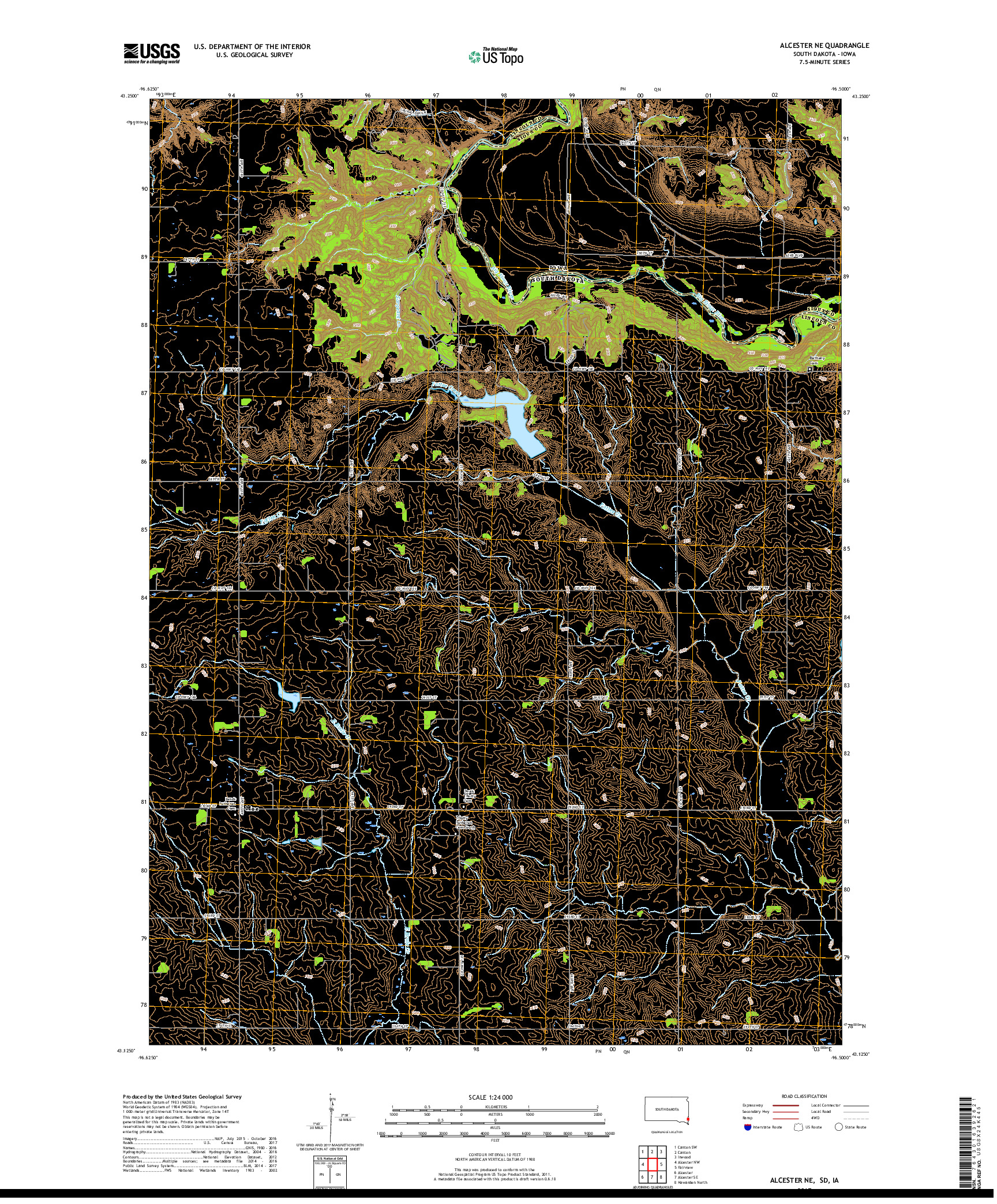 USGS US TOPO 7.5-MINUTE MAP FOR ALCESTER NE, SD,IA 2017