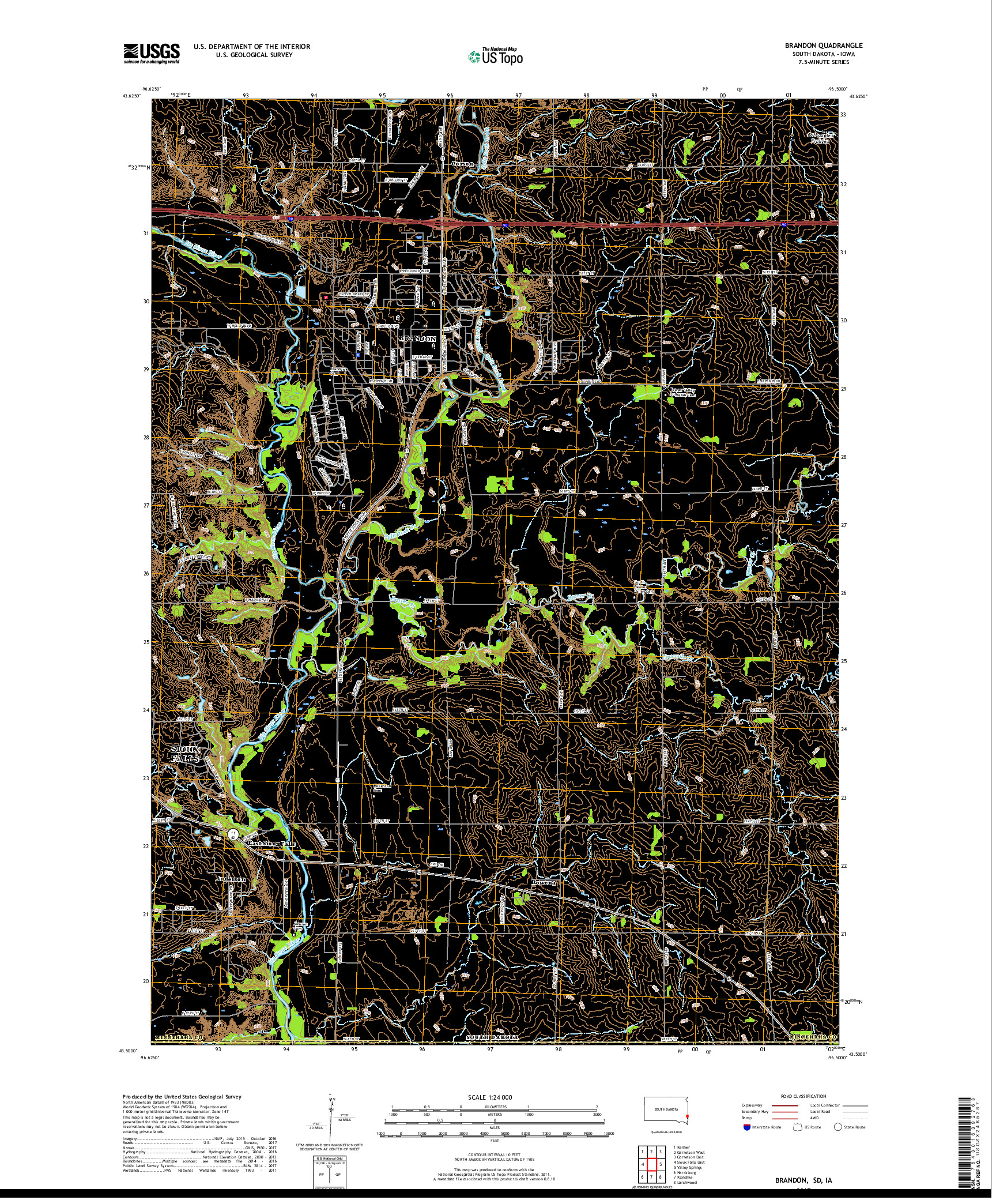 USGS US TOPO 7.5-MINUTE MAP FOR BRANDON, SD,IA 2017