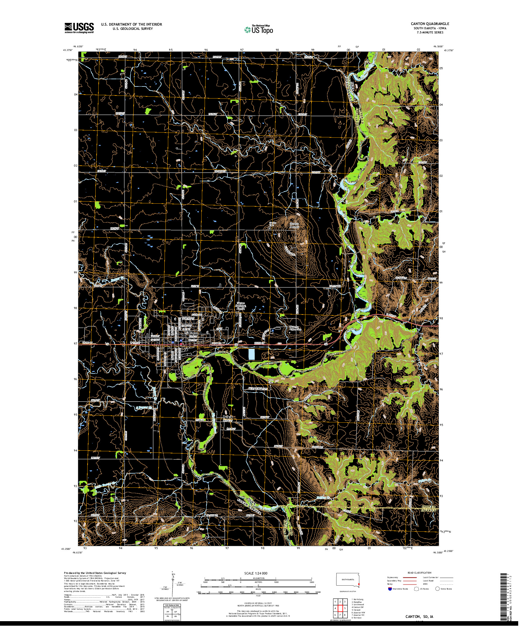 USGS US TOPO 7.5-MINUTE MAP FOR CANTON, SD,IA 2017