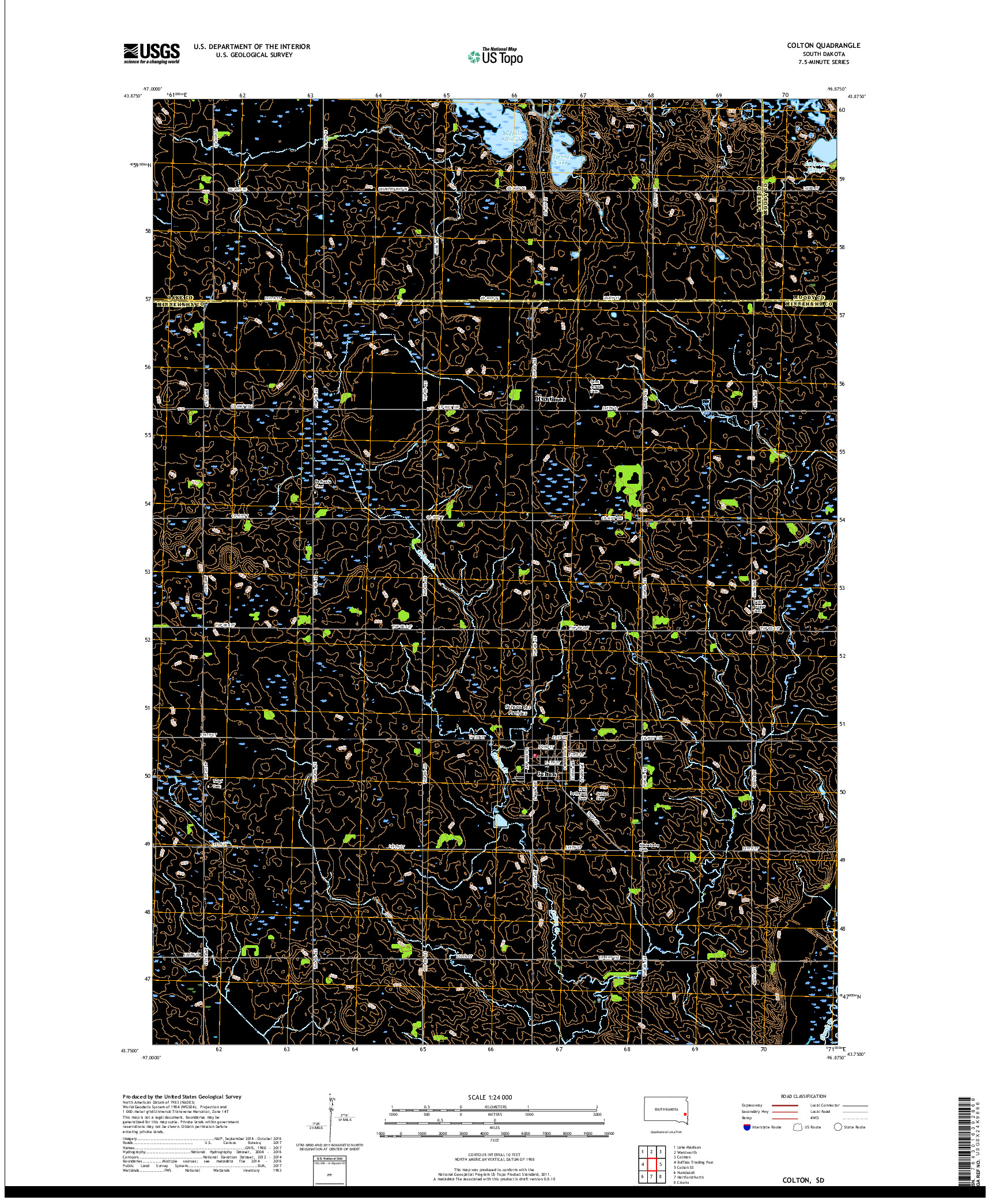 USGS US TOPO 7.5-MINUTE MAP FOR COLTON, SD 2017