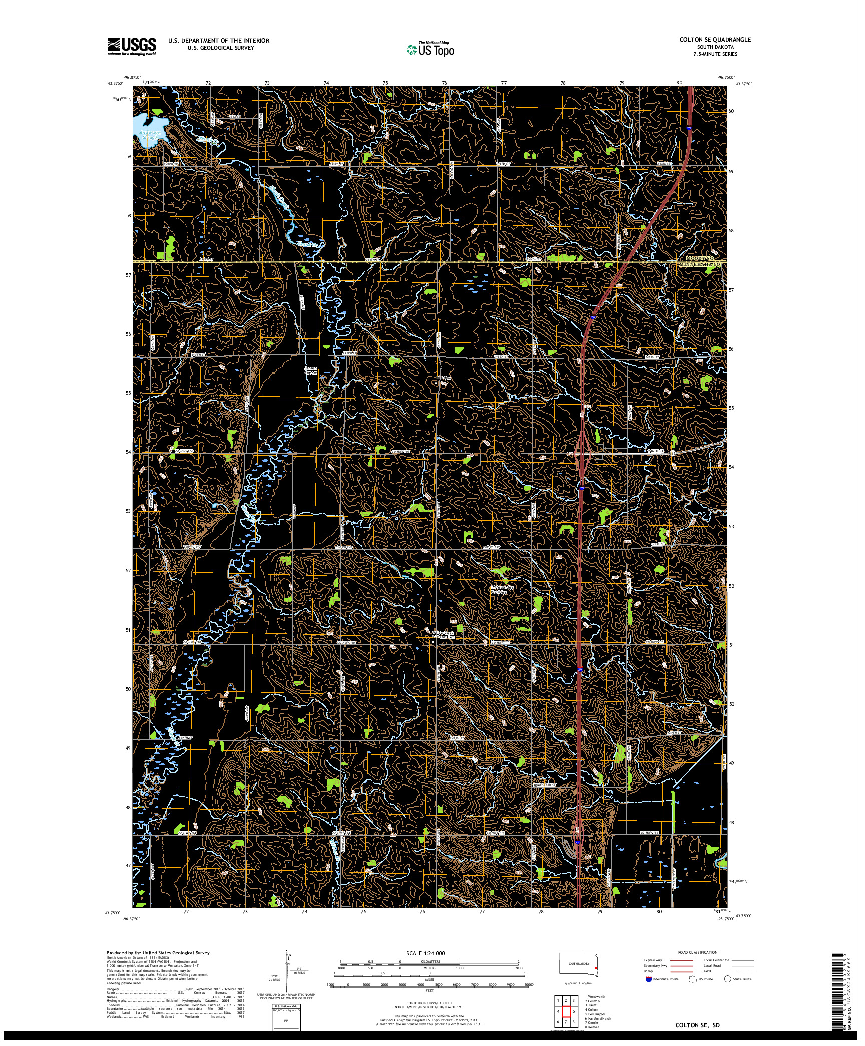 USGS US TOPO 7.5-MINUTE MAP FOR COLTON SE, SD 2017