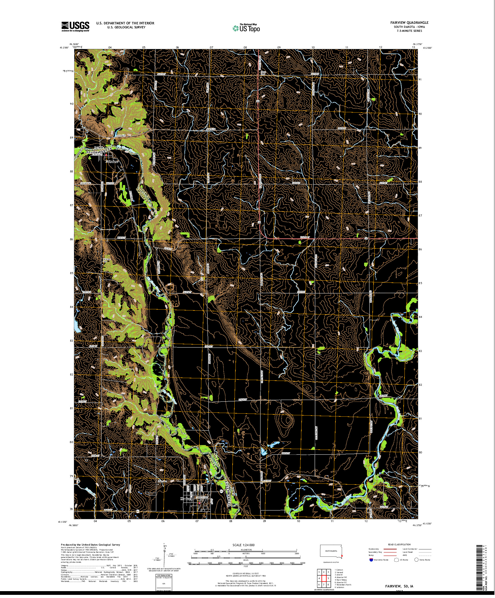 USGS US TOPO 7.5-MINUTE MAP FOR FAIRVIEW, SD,IA 2017