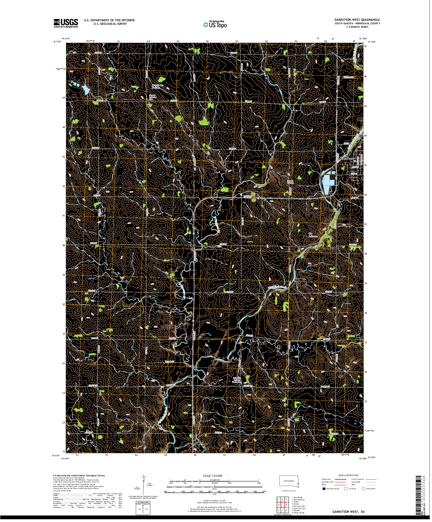 USGS US TOPO 7.5-MINUTE MAP FOR GARRETSON WEST, SD 2017