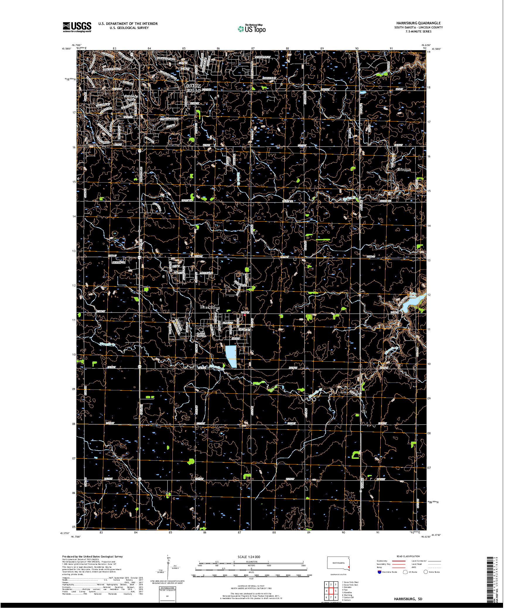 USGS US TOPO 7.5-MINUTE MAP FOR HARRISBURG, SD 2017