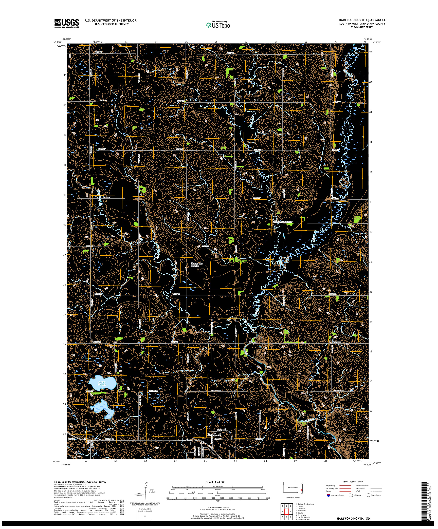 USGS US TOPO 7.5-MINUTE MAP FOR HARTFORD NORTH, SD 2017