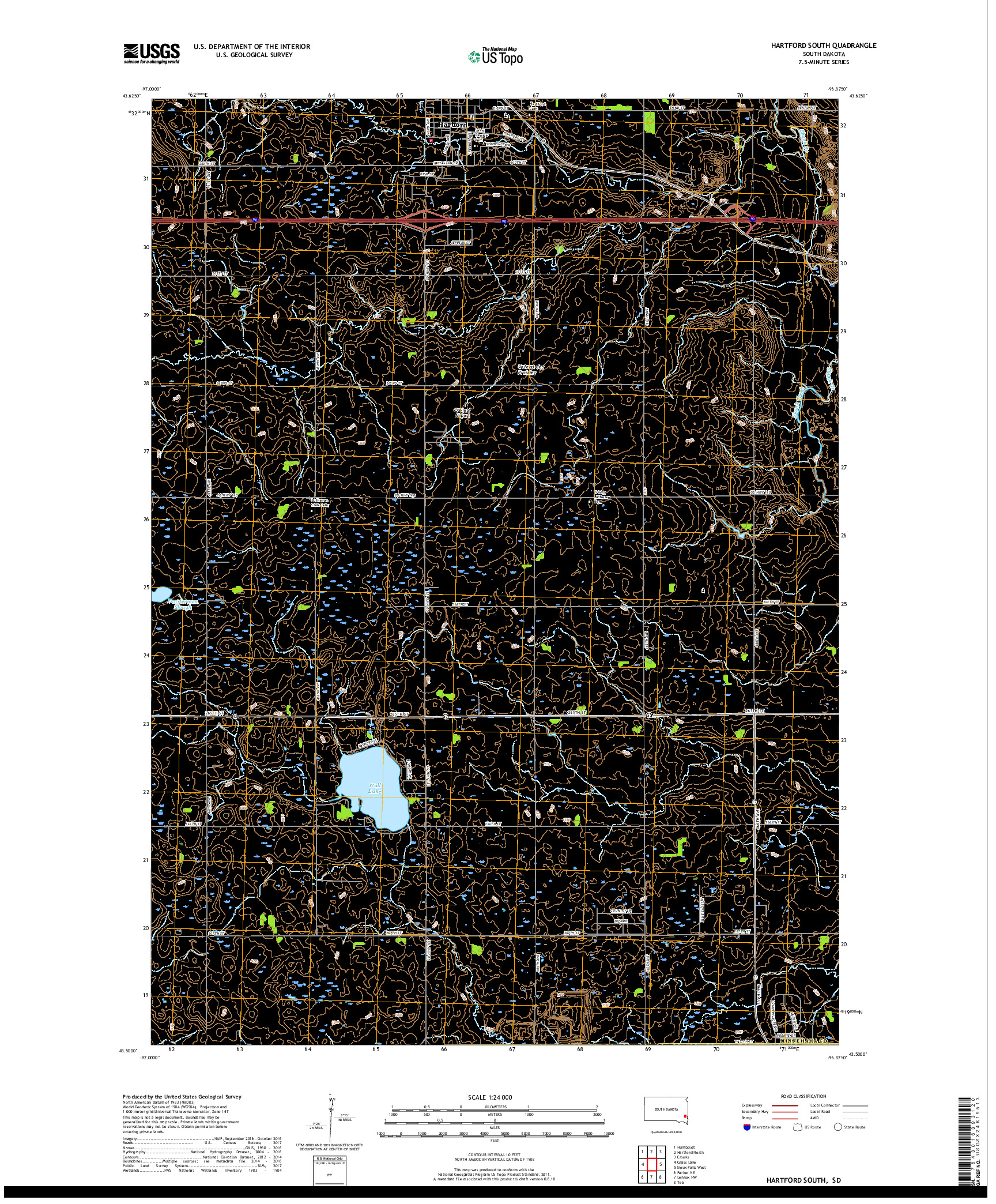 USGS US TOPO 7.5-MINUTE MAP FOR HARTFORD SOUTH, SD 2017