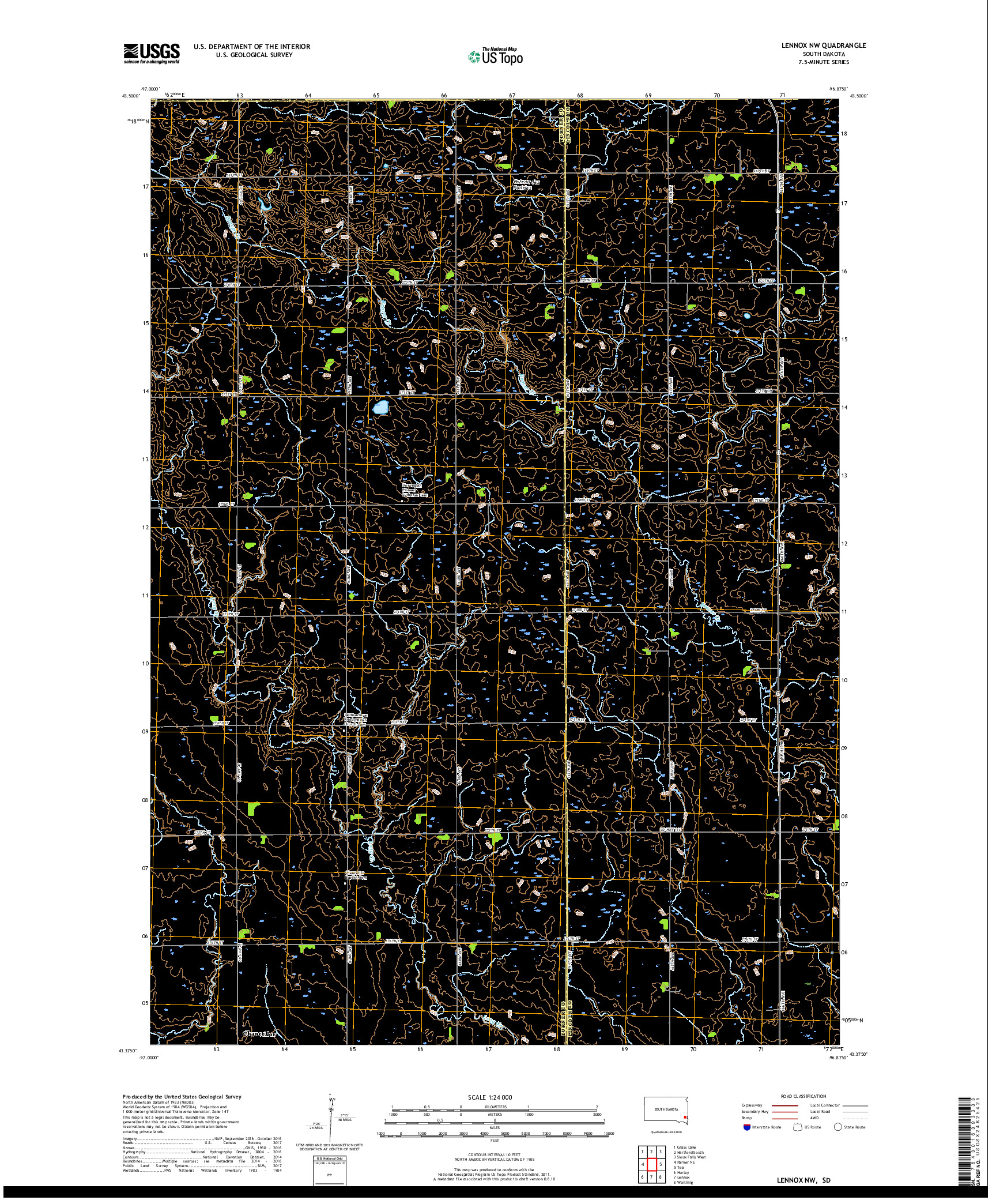 USGS US TOPO 7.5-MINUTE MAP FOR LENNOX NW, SD 2017