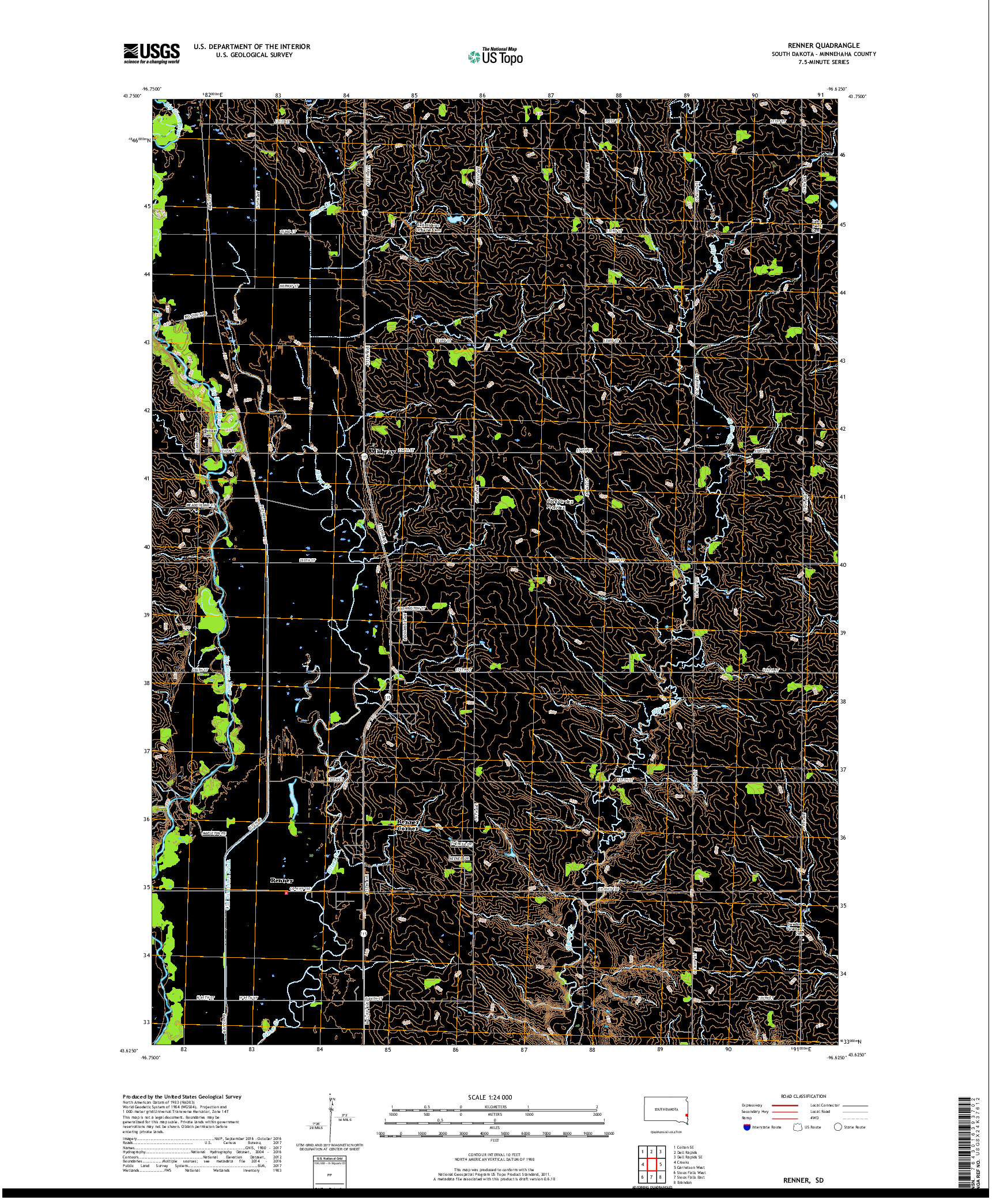 USGS US TOPO 7.5-MINUTE MAP FOR RENNER, SD 2017