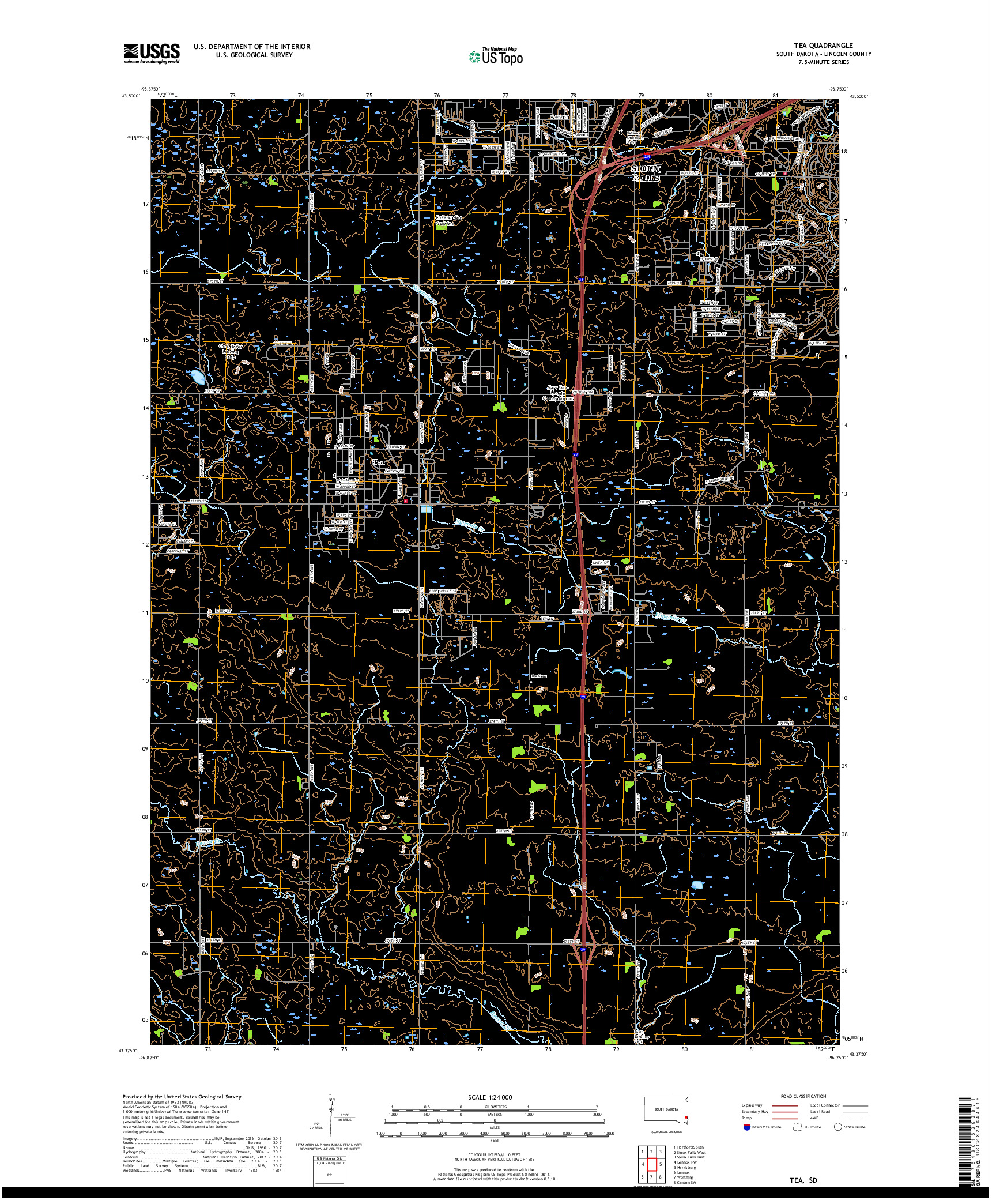 USGS US TOPO 7.5-MINUTE MAP FOR TEA, SD 2017