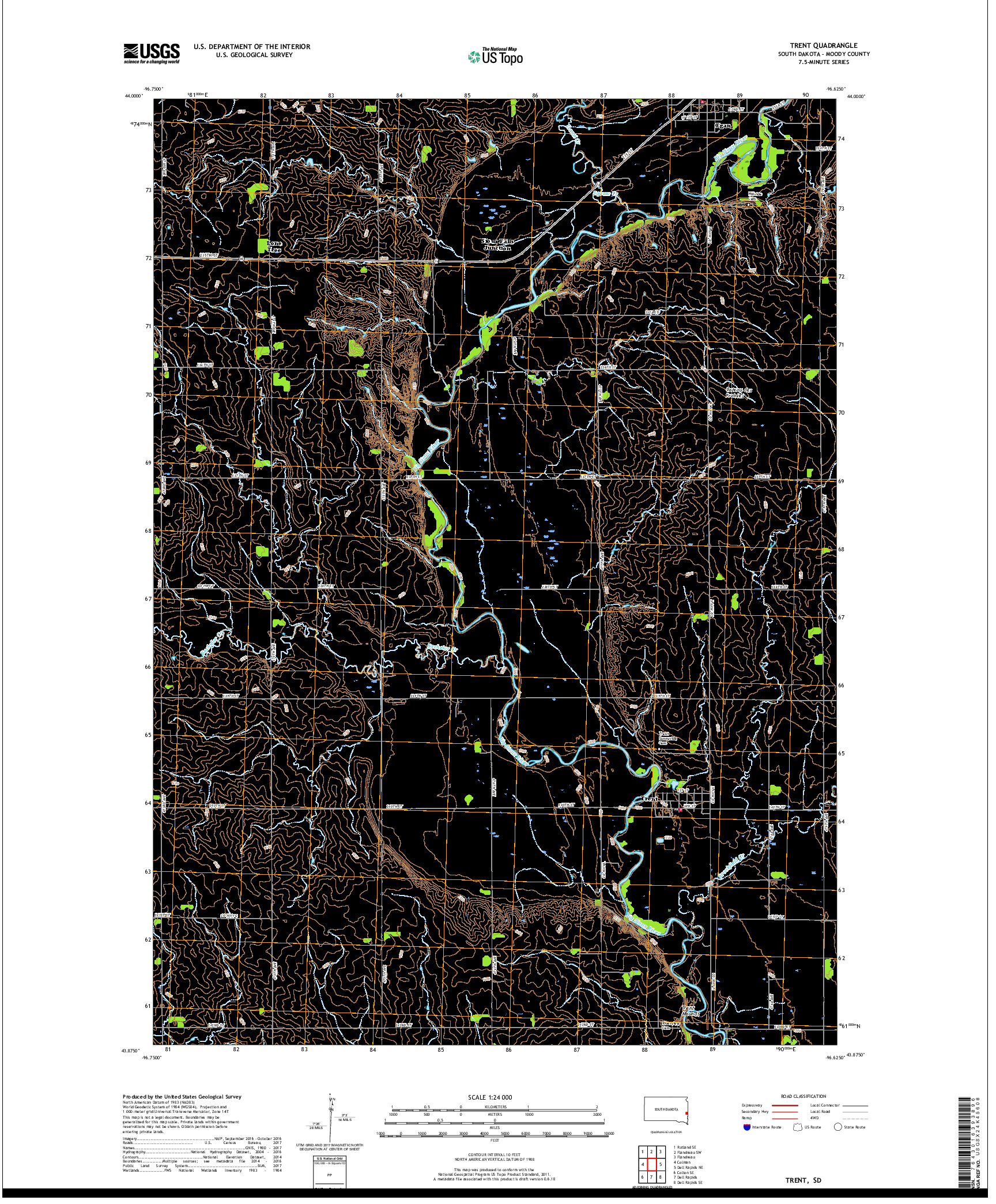 USGS US TOPO 7.5-MINUTE MAP FOR TRENT, SD 2017