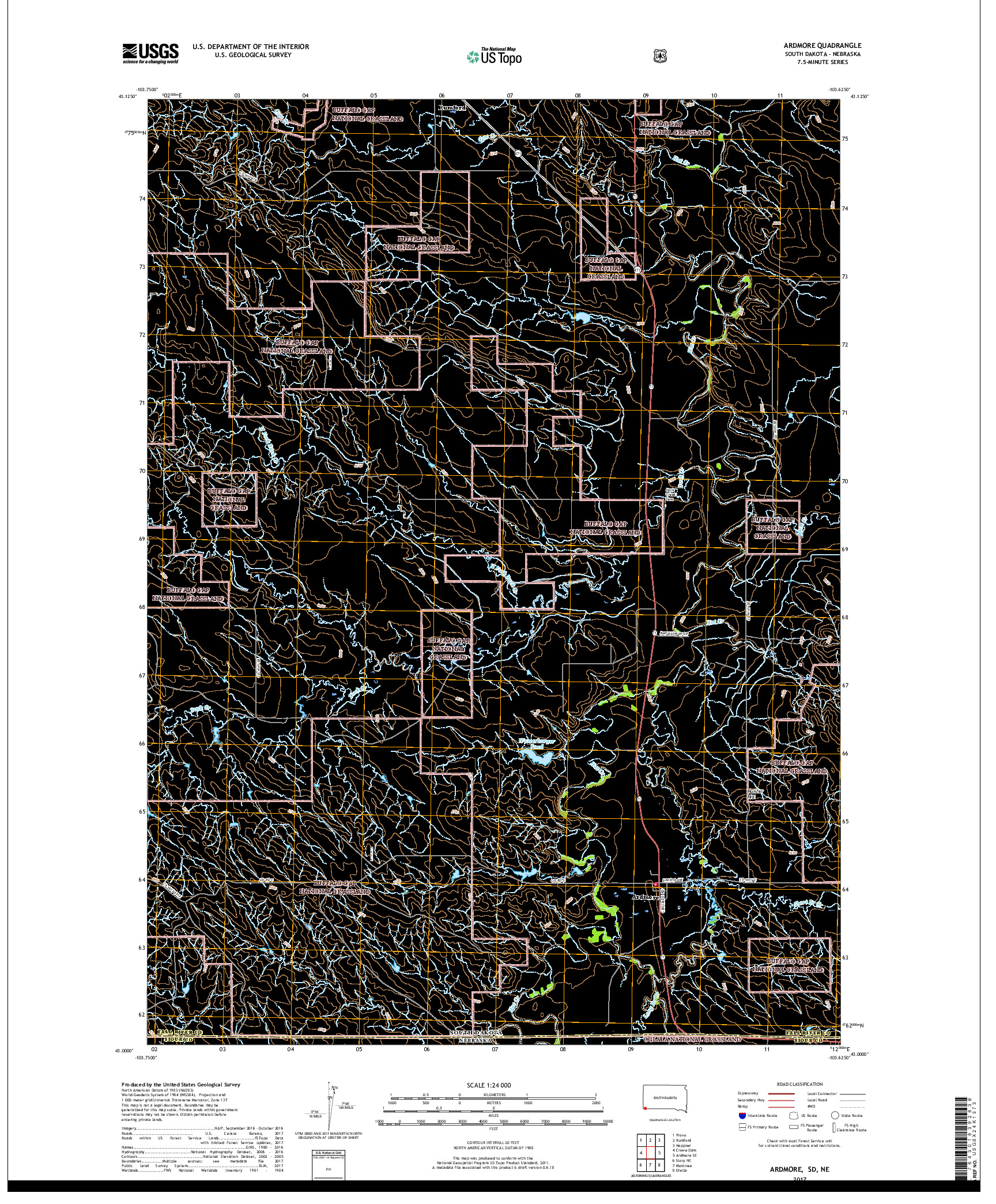 USGS US TOPO 7.5-MINUTE MAP FOR ARDMORE, SD,NE 2017