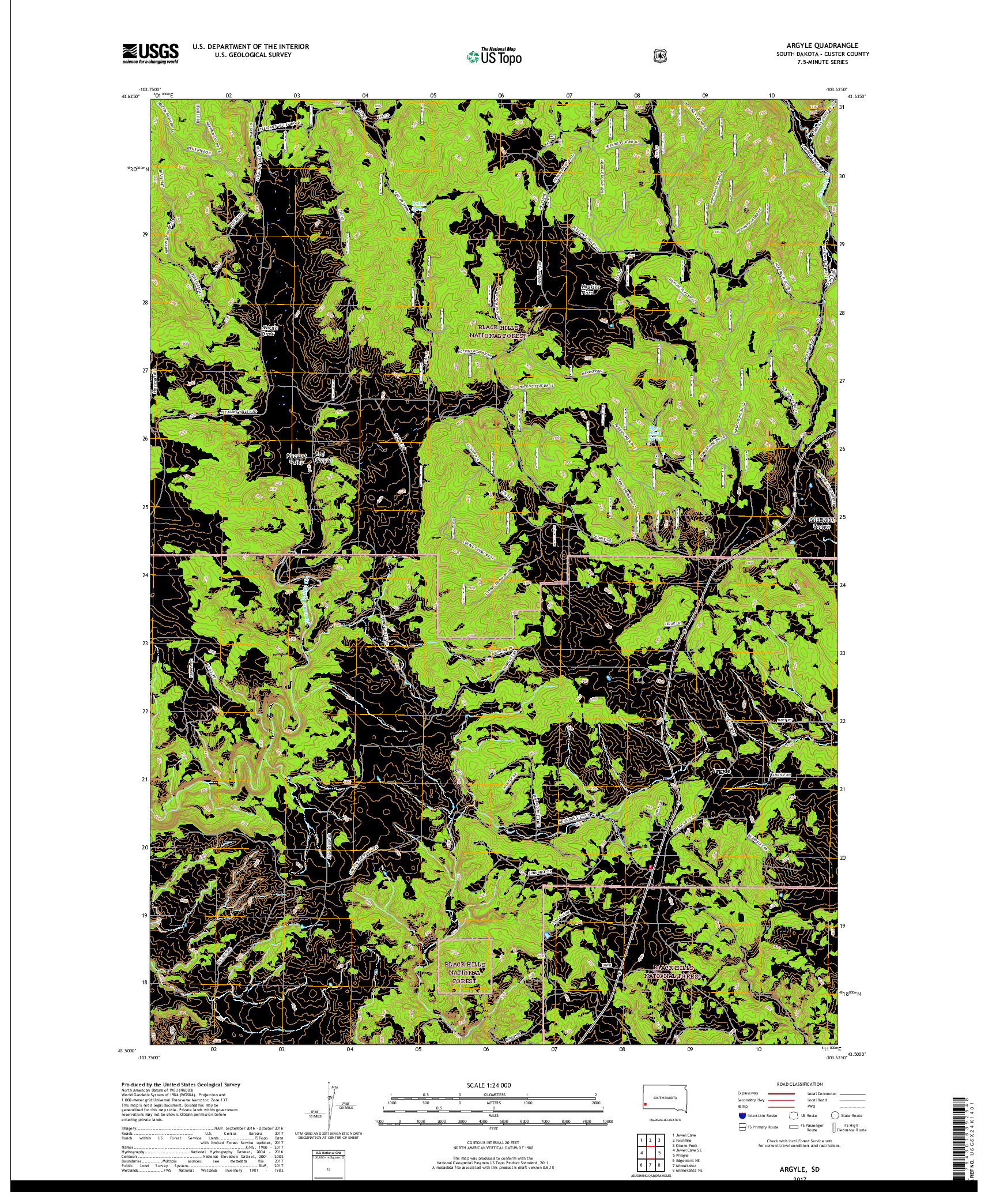 USGS US TOPO 7.5-MINUTE MAP FOR ARGYLE, SD 2017