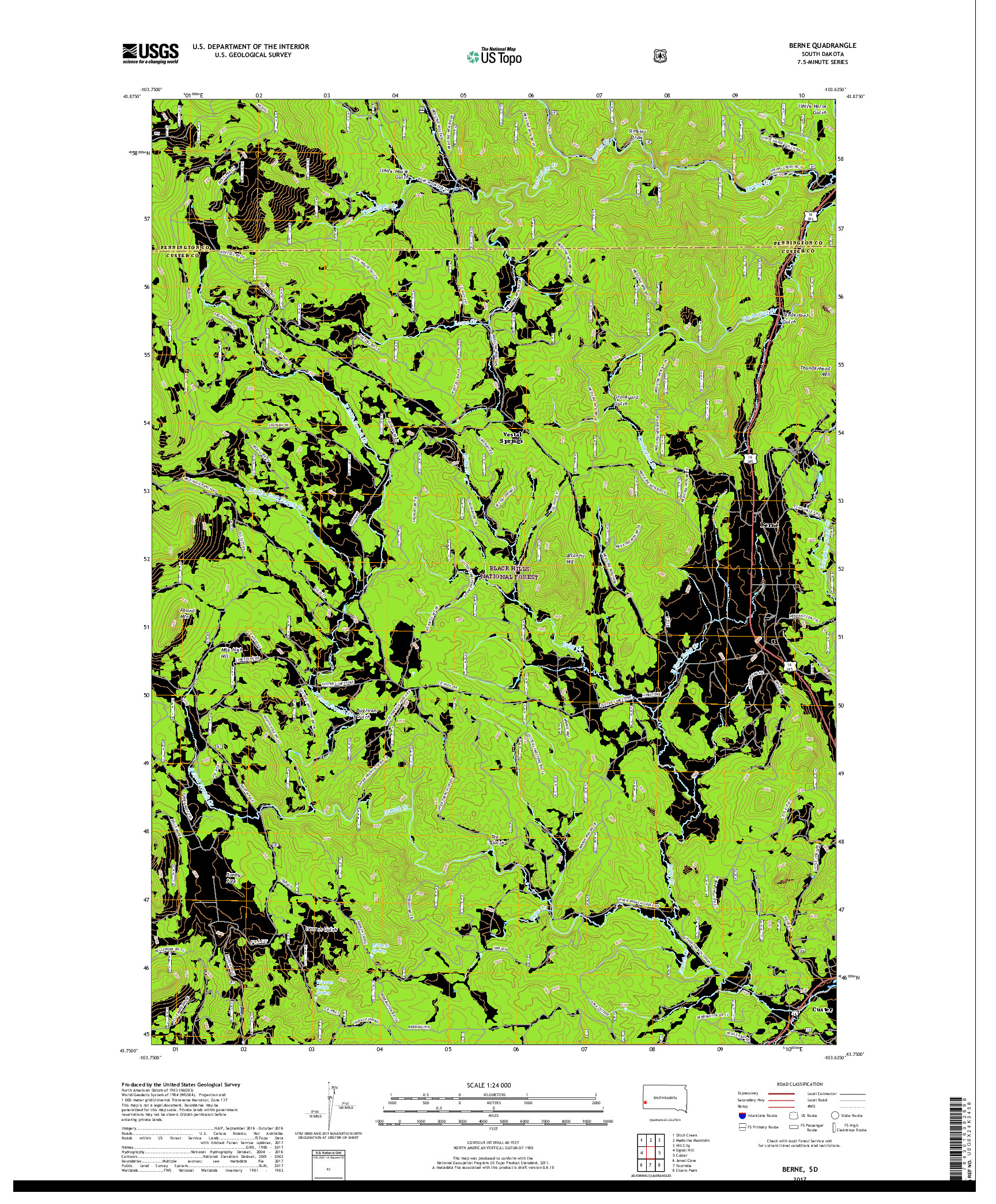 USGS US TOPO 7.5-MINUTE MAP FOR BERNE, SD 2017