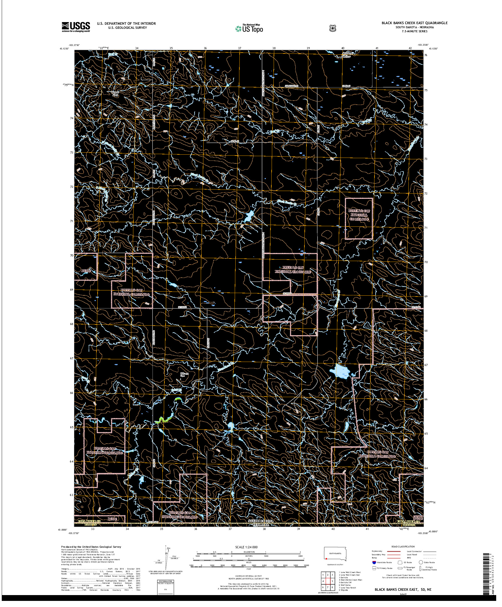 USGS US TOPO 7.5-MINUTE MAP FOR BLACK BANKS CREEK EAST, SD,NE 2017