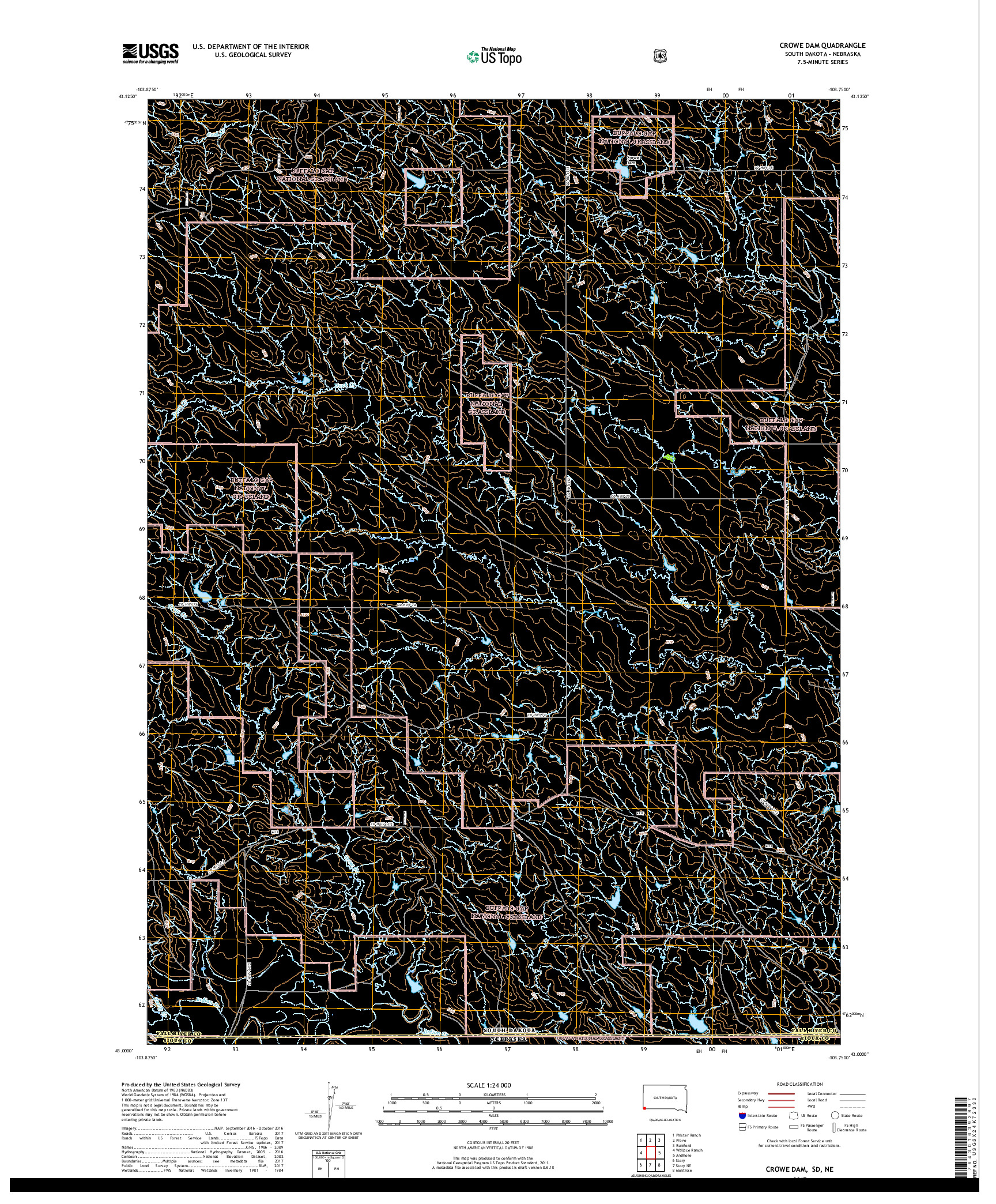 USGS US TOPO 7.5-MINUTE MAP FOR CROWE DAM, SD,NE 2017