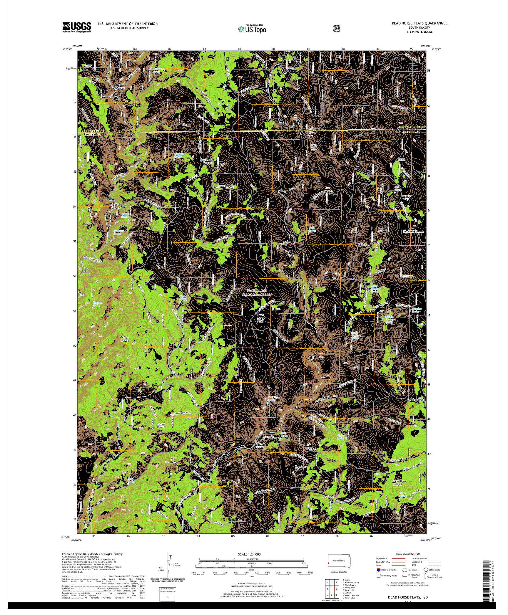 USGS US TOPO 7.5-MINUTE MAP FOR DEAD HORSE FLATS, SD 2017