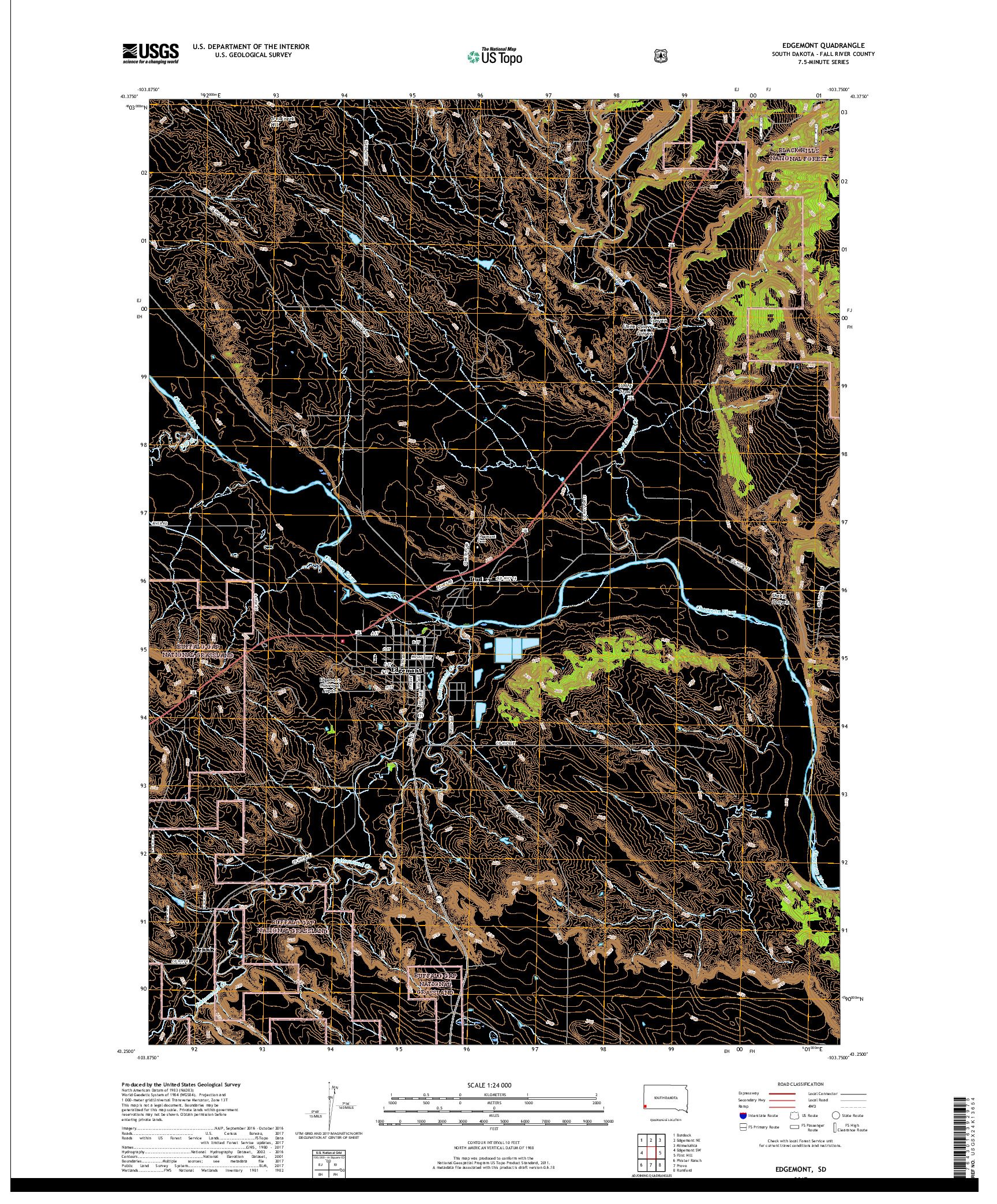 USGS US TOPO 7.5-MINUTE MAP FOR EDGEMONT, SD 2017