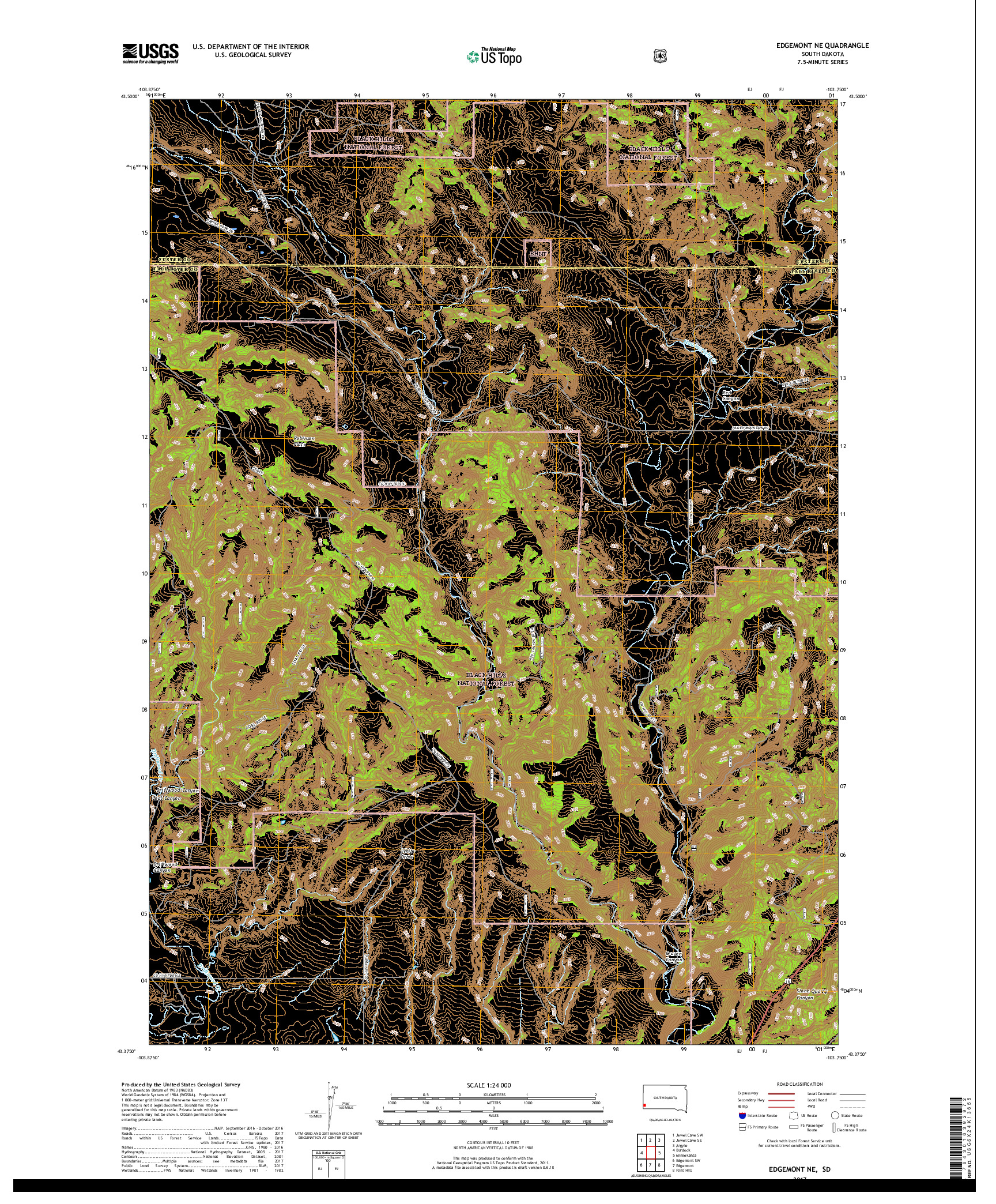 USGS US TOPO 7.5-MINUTE MAP FOR EDGEMONT NE, SD 2017