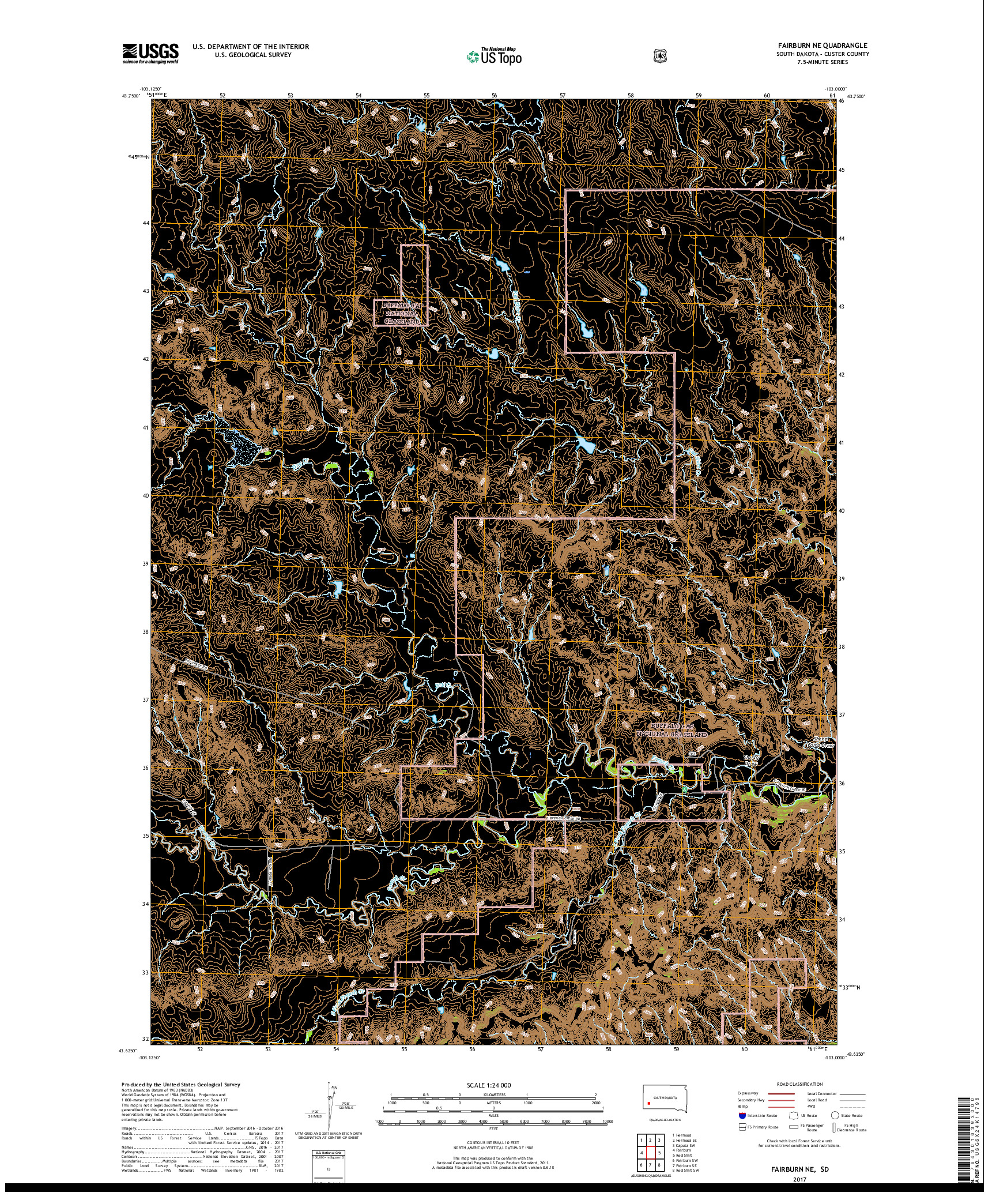USGS US TOPO 7.5-MINUTE MAP FOR FAIRBURN NE, SD 2017