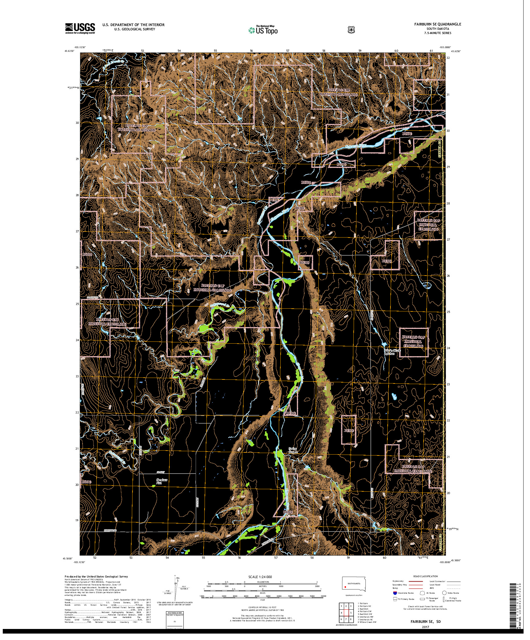 USGS US TOPO 7.5-MINUTE MAP FOR FAIRBURN SE, SD 2017