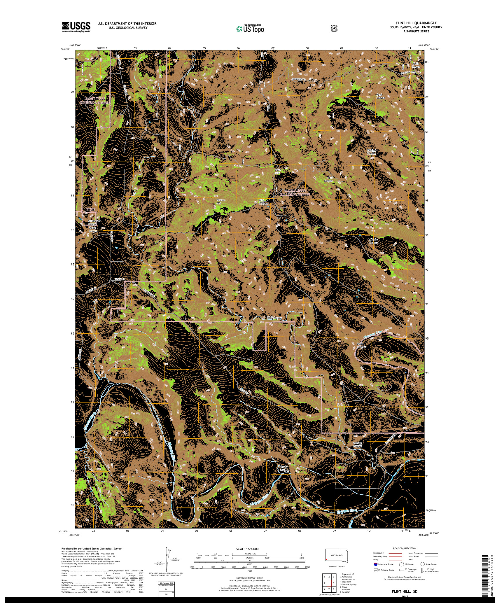 USGS US TOPO 7.5-MINUTE MAP FOR FLINT HILL, SD 2017