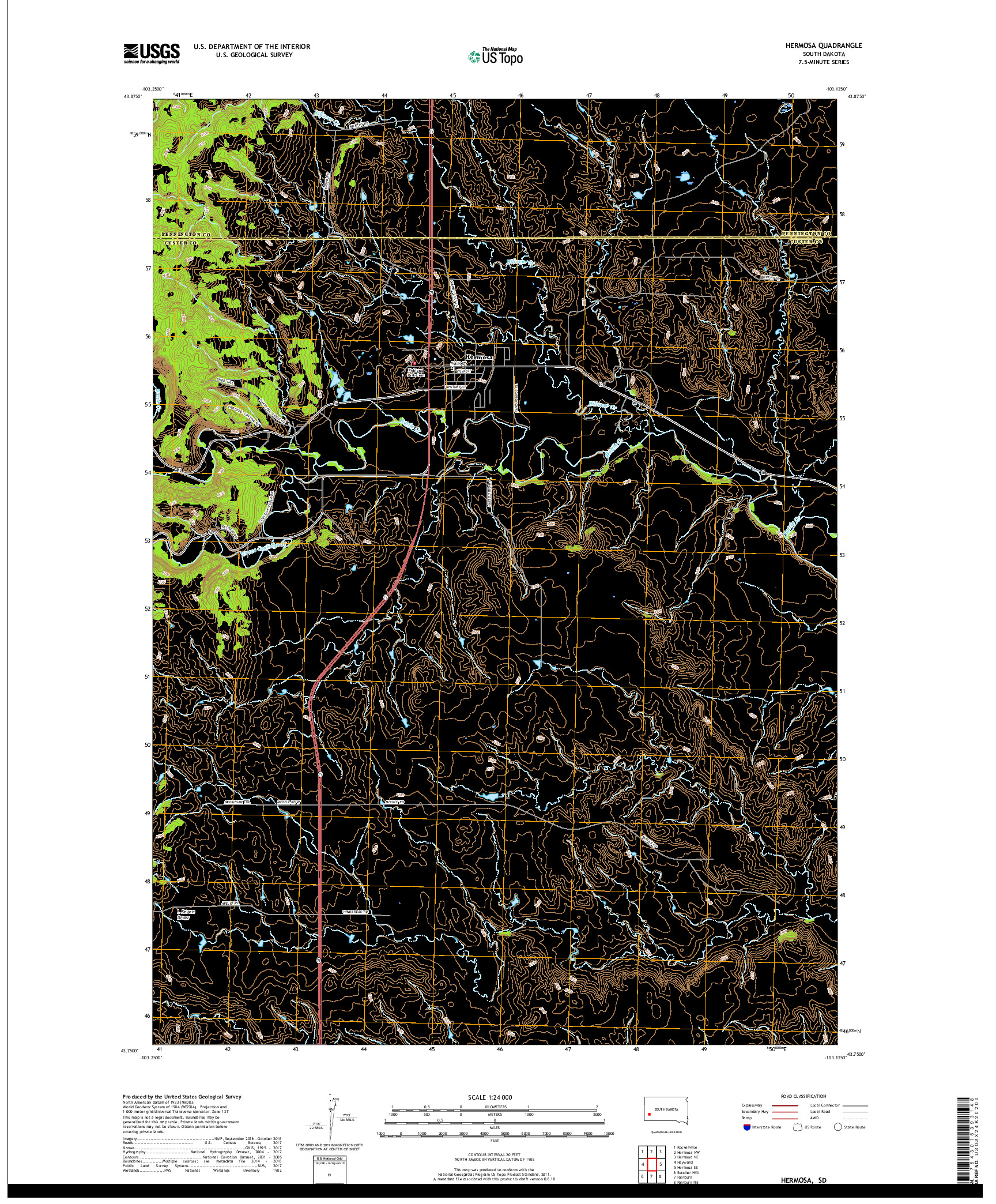 USGS US TOPO 7.5-MINUTE MAP FOR HERMOSA, SD 2017