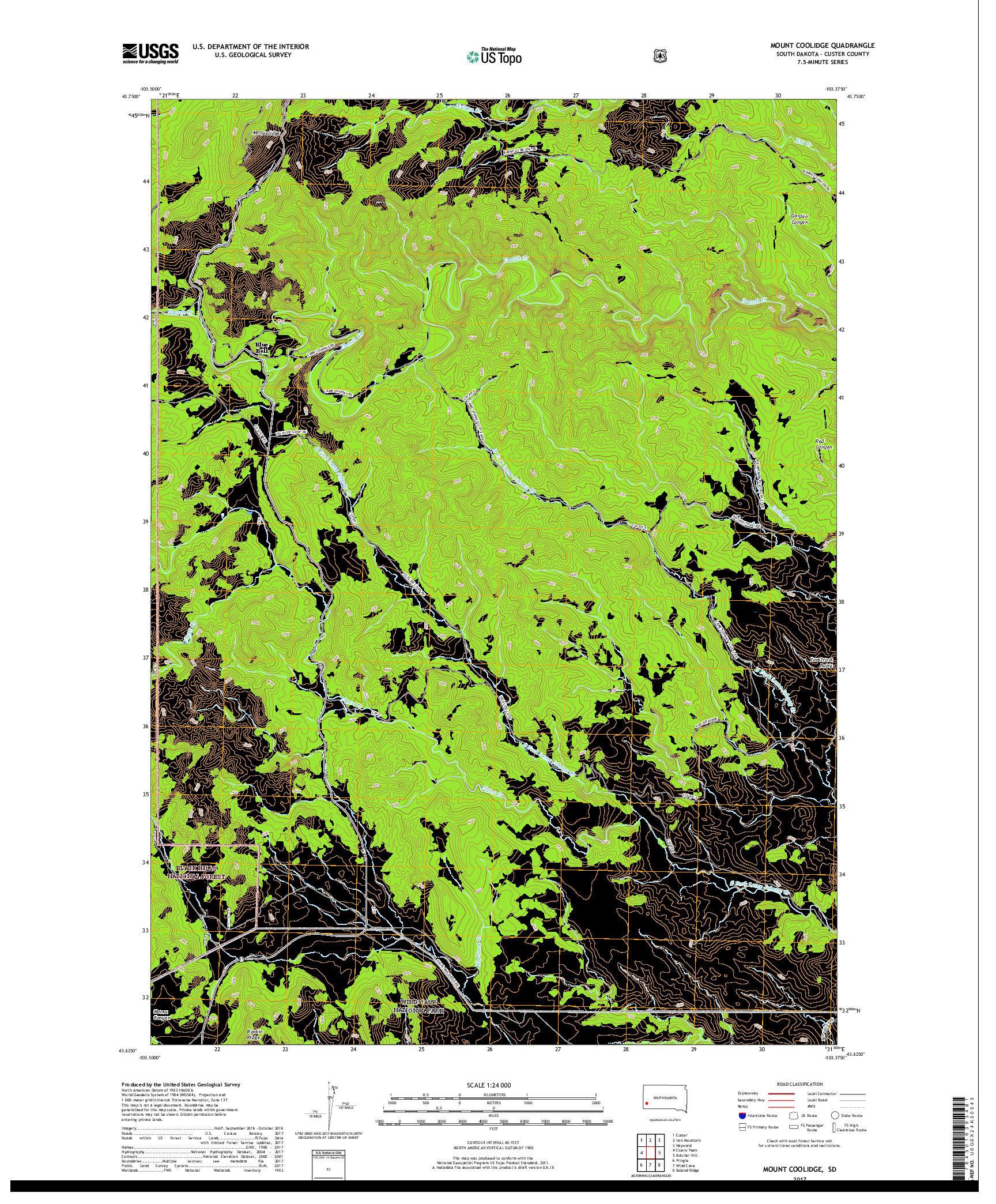 USGS US TOPO 7.5-MINUTE MAP FOR MOUNT COOLIDGE, SD 2017