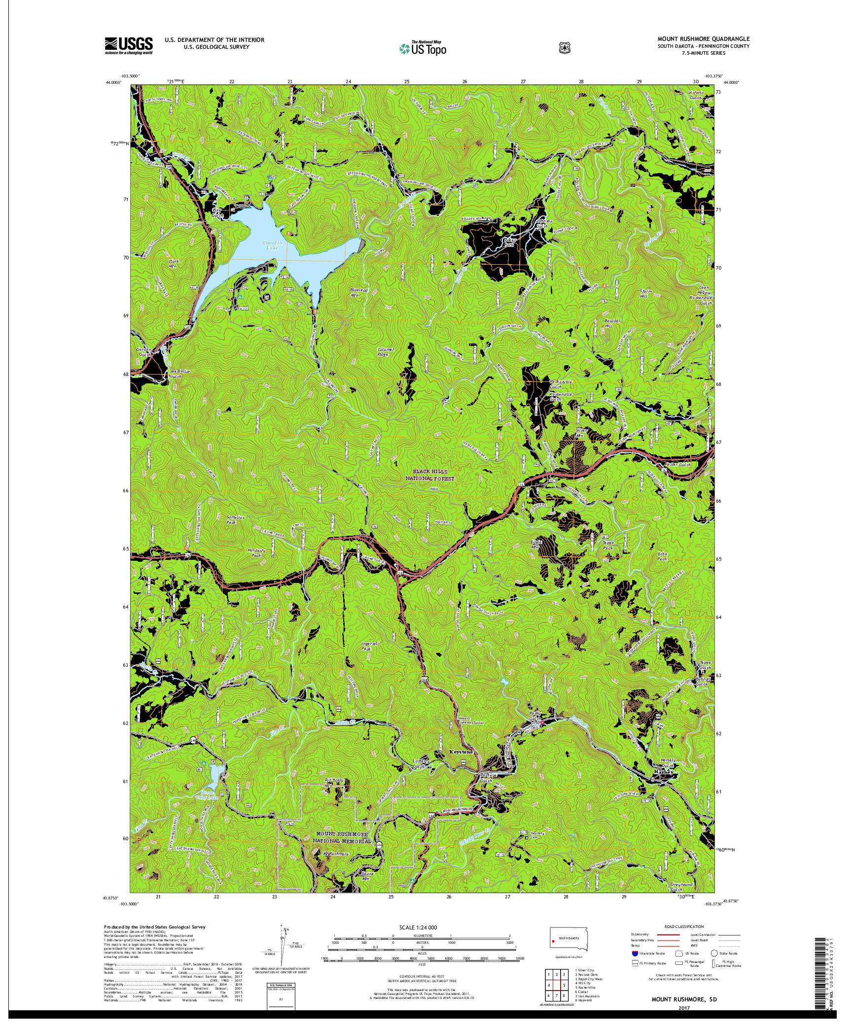 USGS US TOPO 7.5-MINUTE MAP FOR MOUNT RUSHMORE, SD 2017