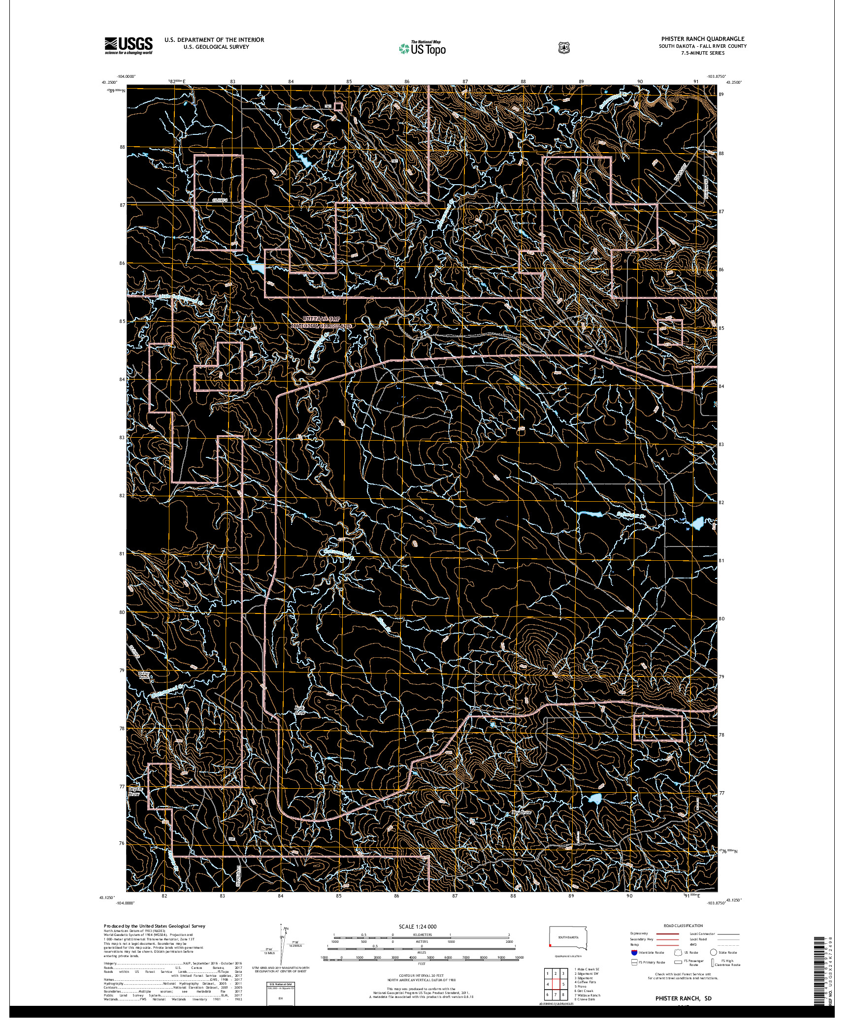 USGS US TOPO 7.5-MINUTE MAP FOR PHISTER RANCH, SD 2017