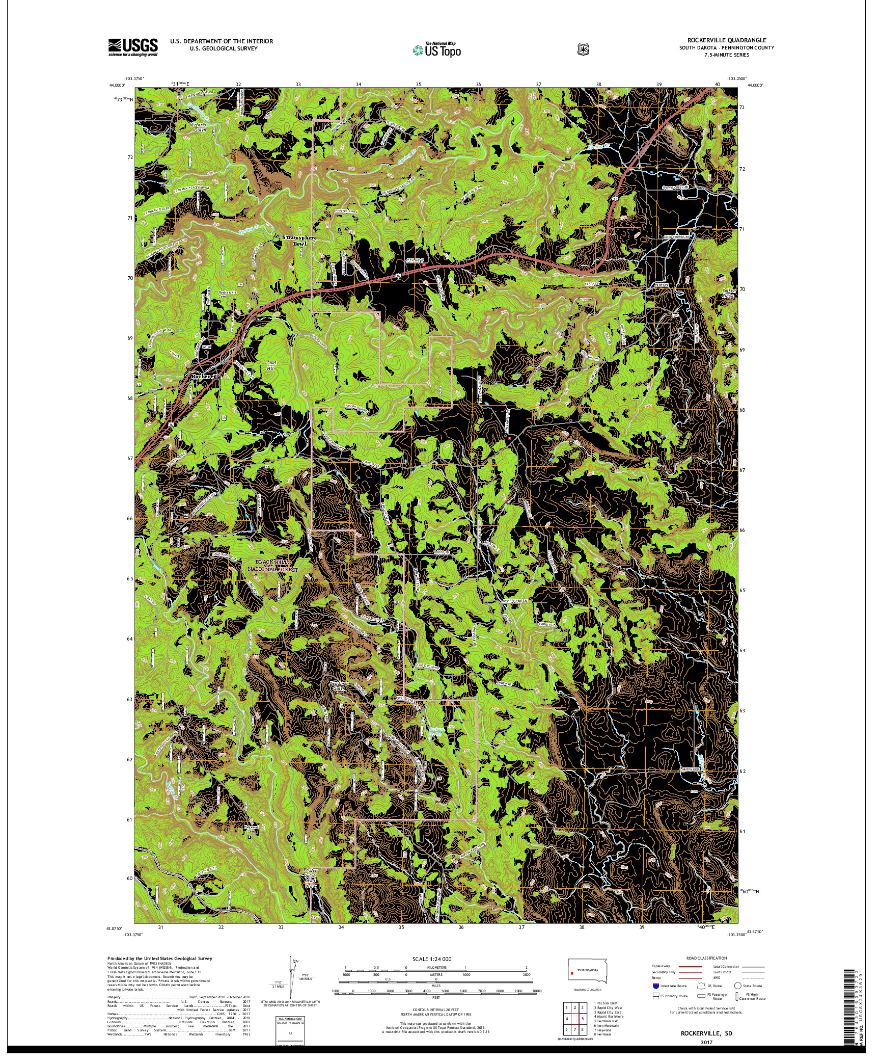 USGS US TOPO 7.5-MINUTE MAP FOR ROCKERVILLE, SD 2017