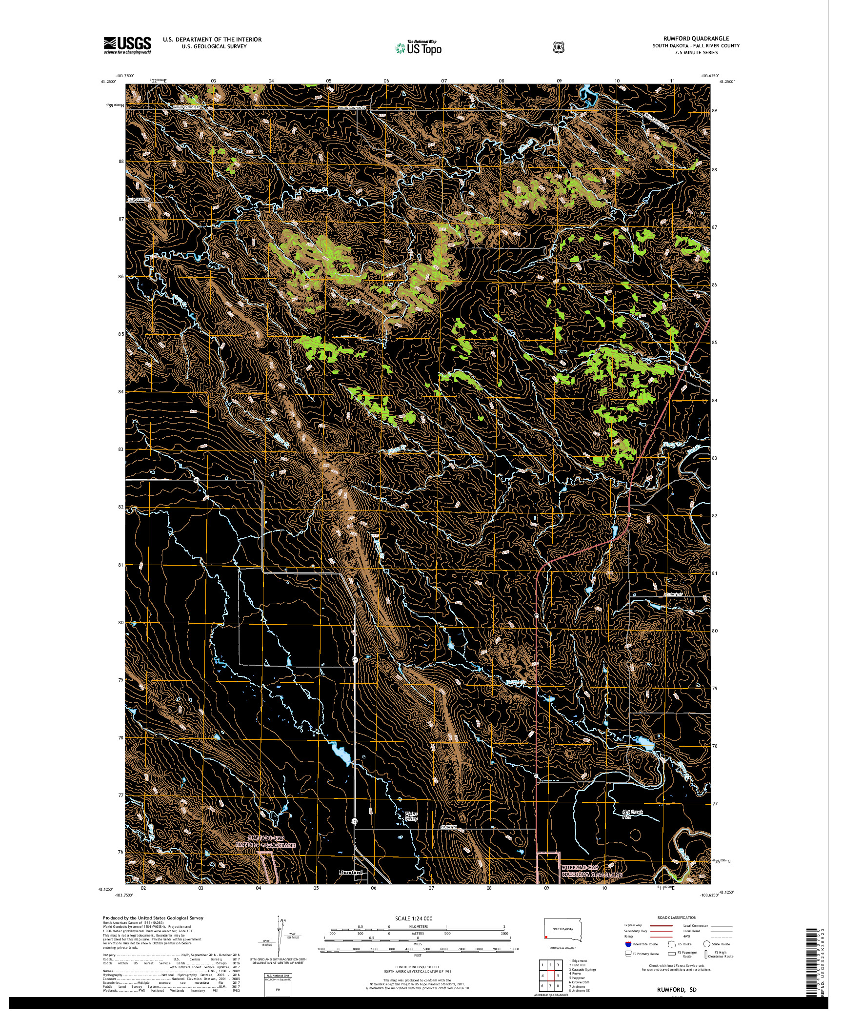 USGS US TOPO 7.5-MINUTE MAP FOR RUMFORD, SD 2017