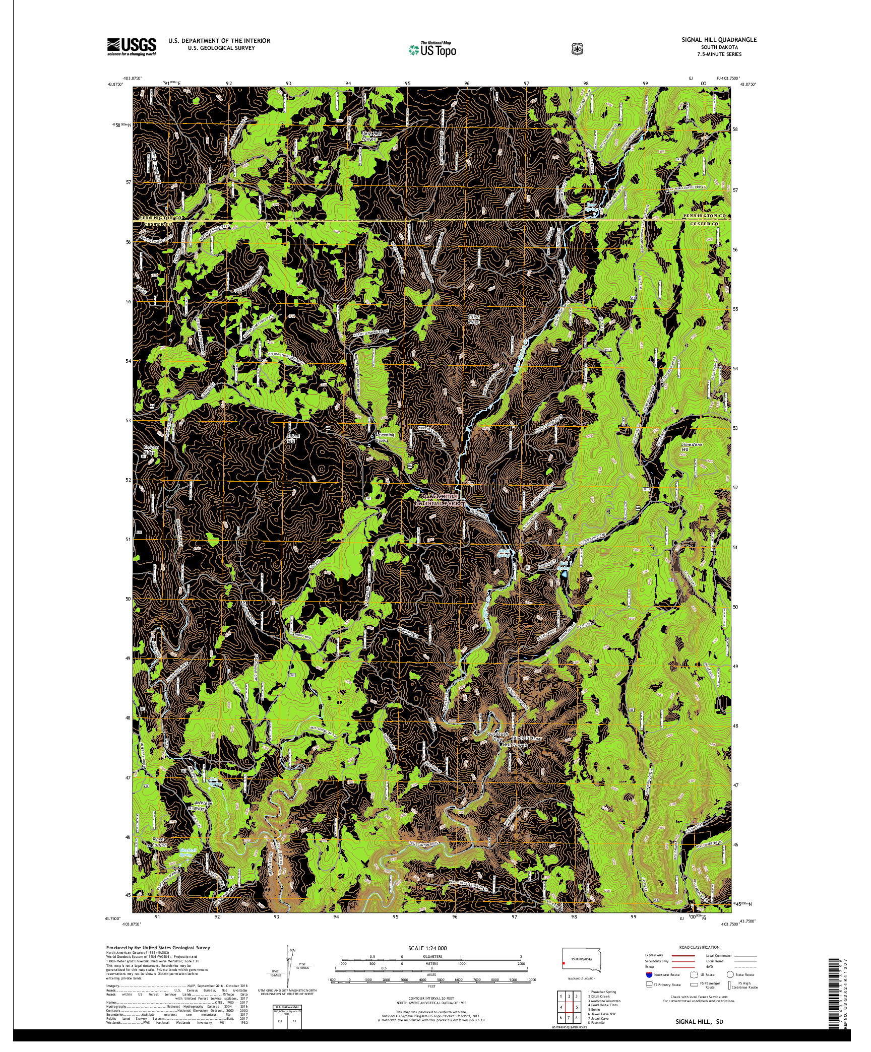 USGS US TOPO 7.5-MINUTE MAP FOR SIGNAL HILL, SD 2017