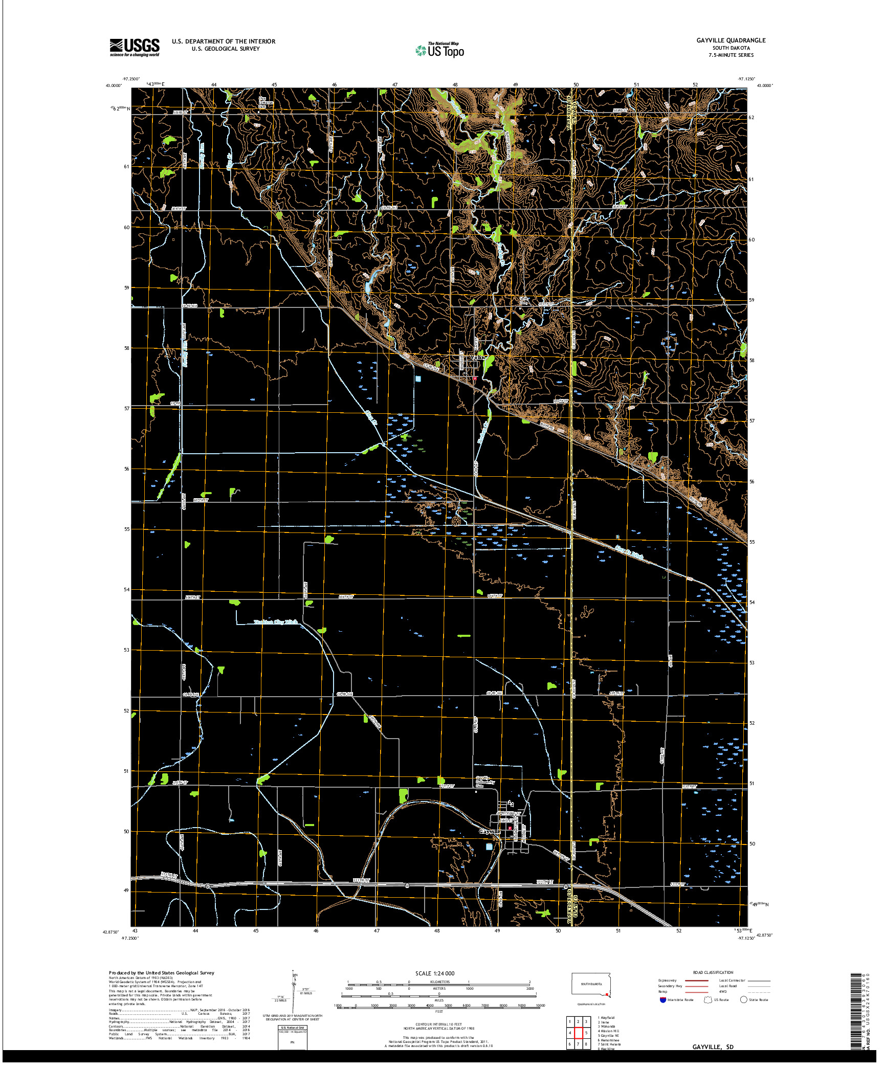 USGS US TOPO 7.5-MINUTE MAP FOR GAYVILLE, SD 2017