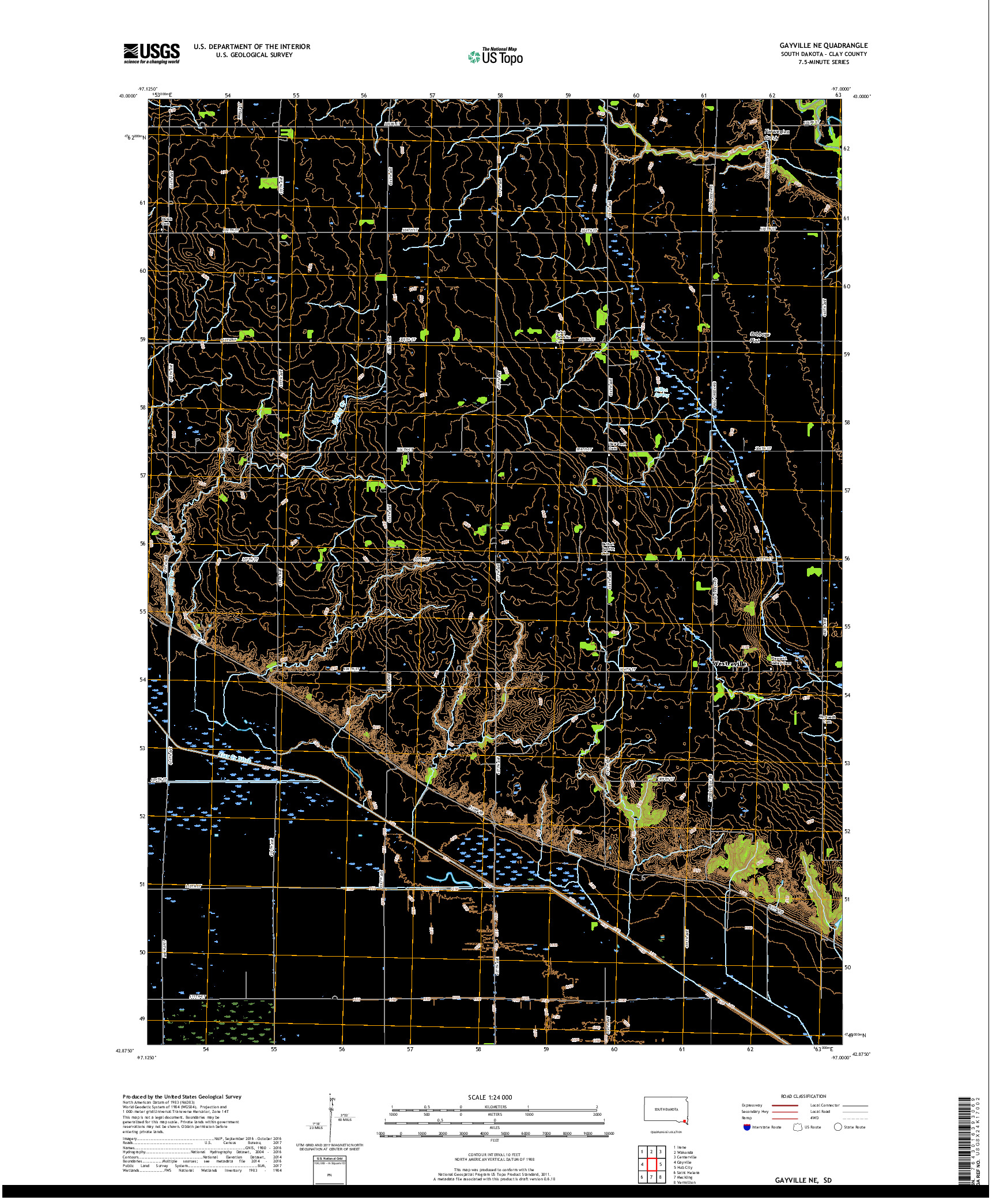 USGS US TOPO 7.5-MINUTE MAP FOR GAYVILLE NE, SD 2017