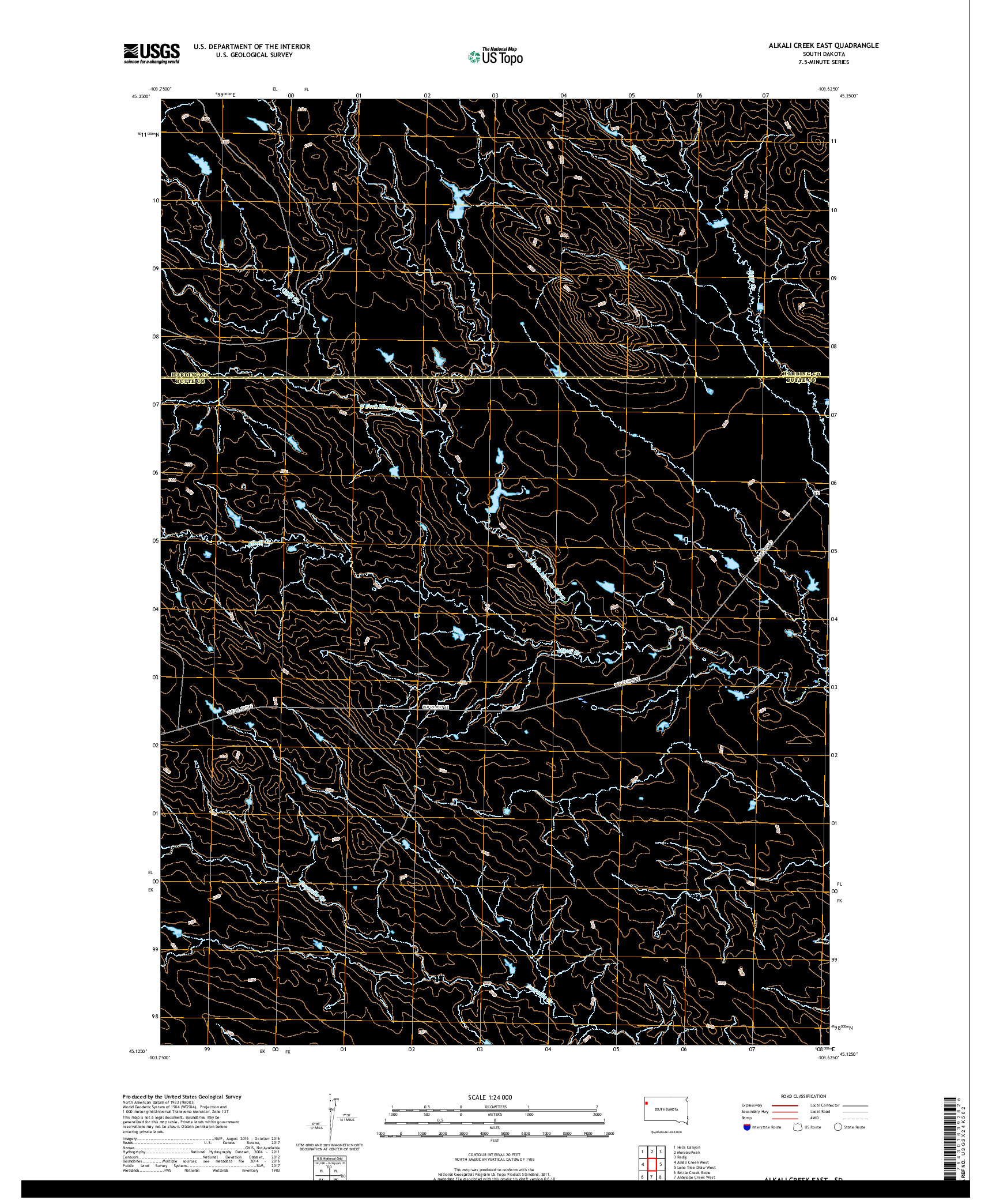 USGS US TOPO 7.5-MINUTE MAP FOR ALKALI CREEK EAST, SD 2017