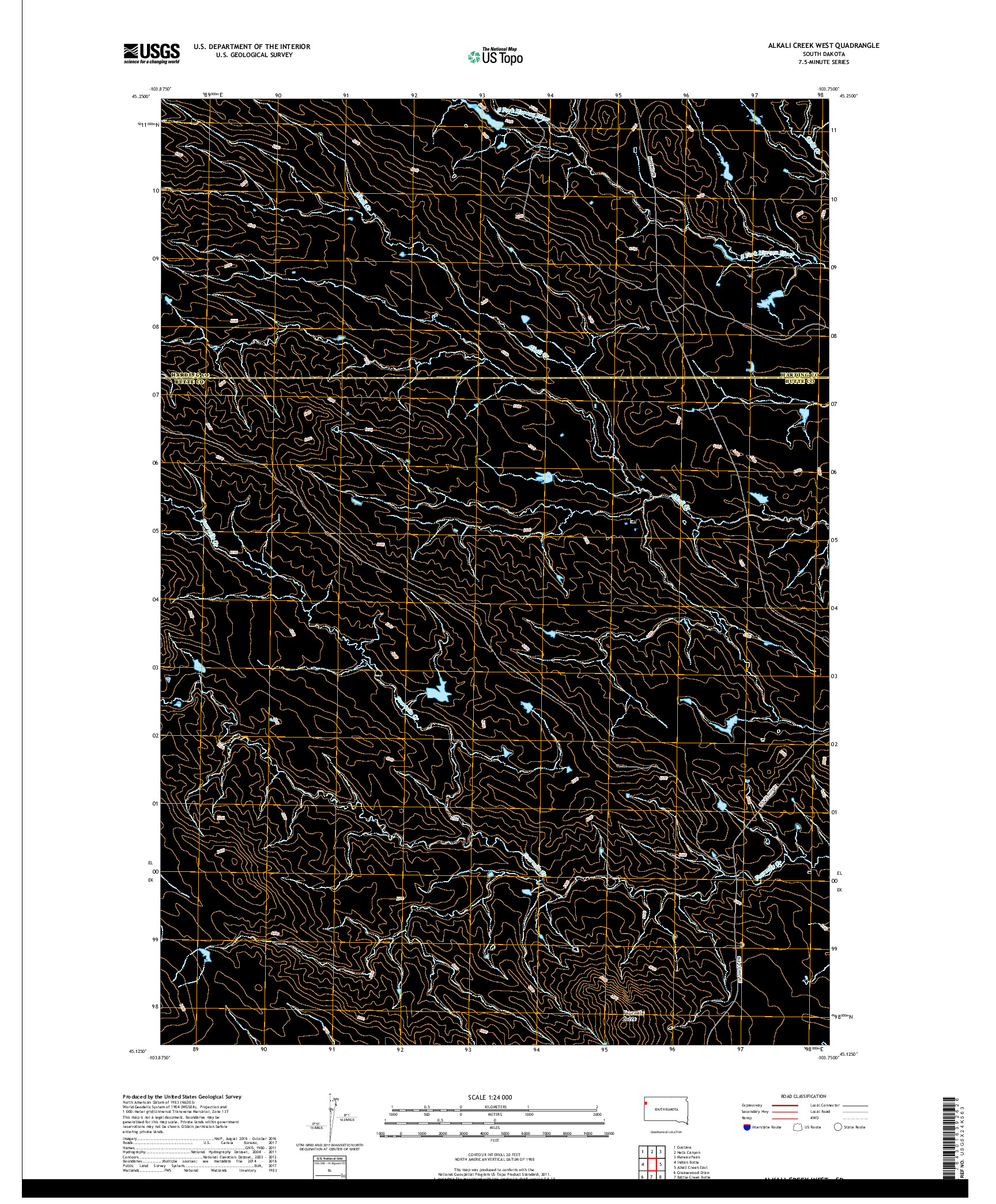 USGS US TOPO 7.5-MINUTE MAP FOR ALKALI CREEK WEST, SD 2017