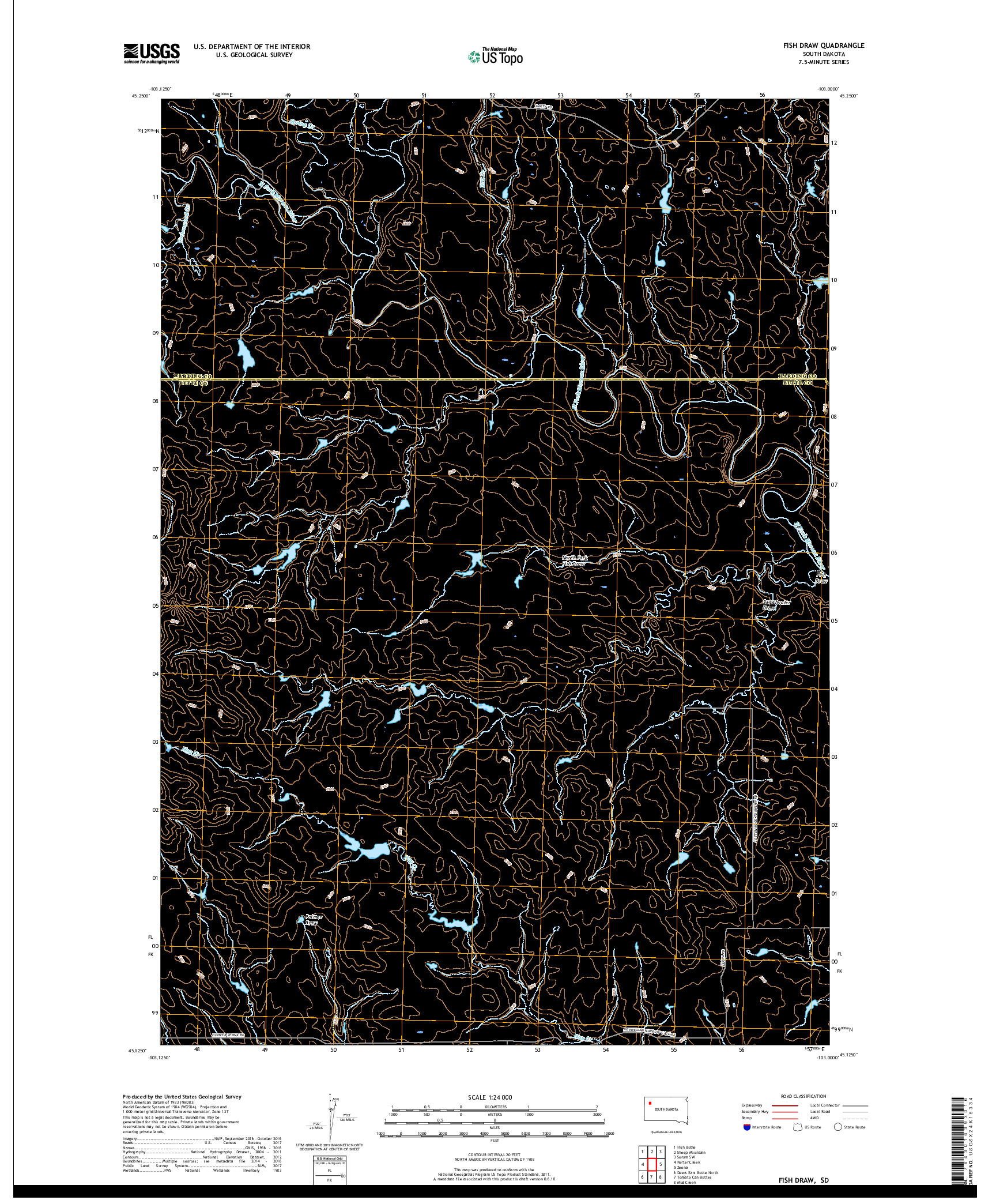 USGS US TOPO 7.5-MINUTE MAP FOR FISH DRAW, SD 2017