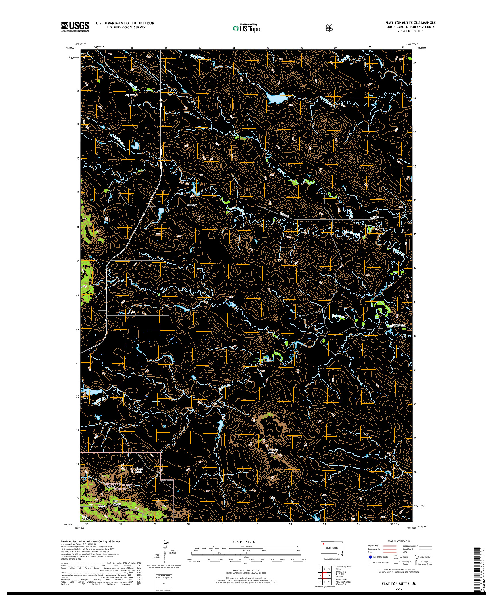 USGS US TOPO 7.5-MINUTE MAP FOR FLAT TOP BUTTE, SD 2017