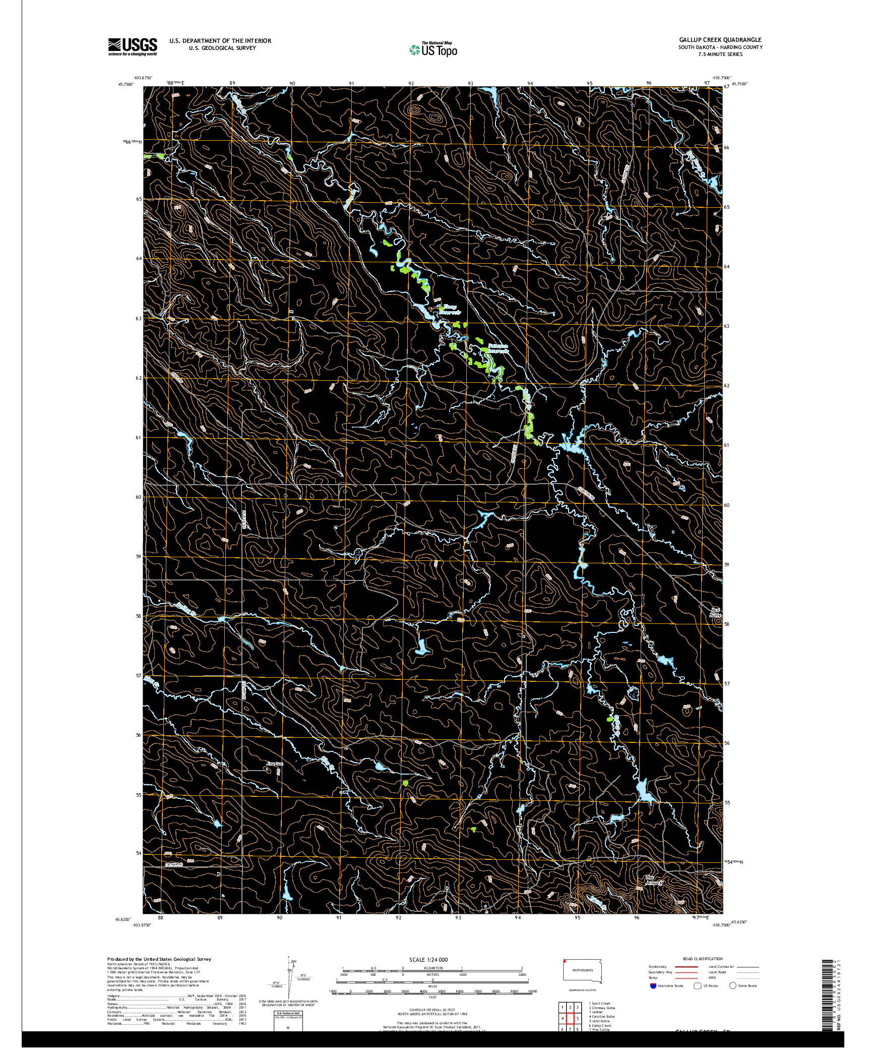 USGS US TOPO 7.5-MINUTE MAP FOR GALLUP CREEK, SD 2017