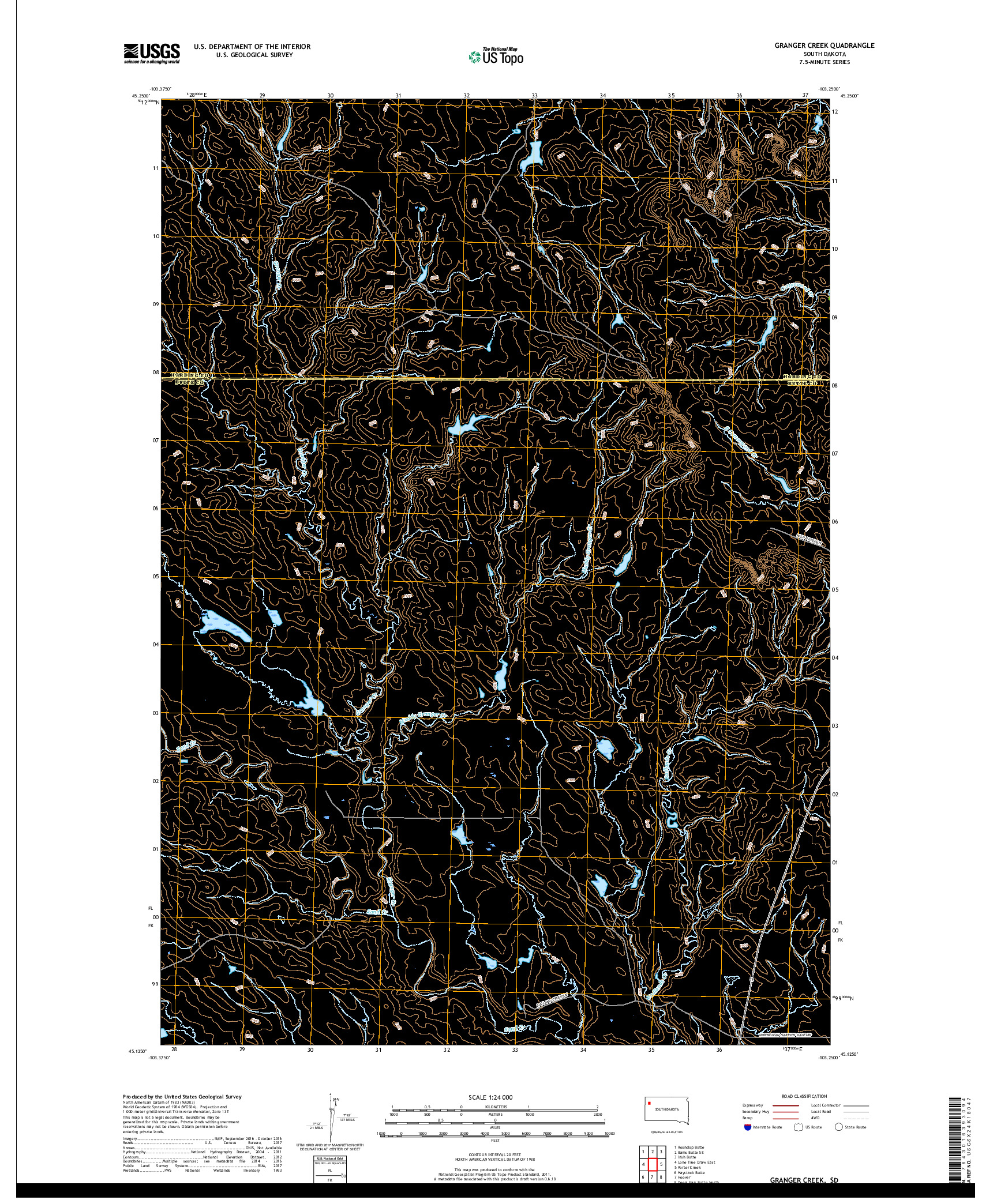 USGS US TOPO 7.5-MINUTE MAP FOR GRANGER CREEK, SD 2017