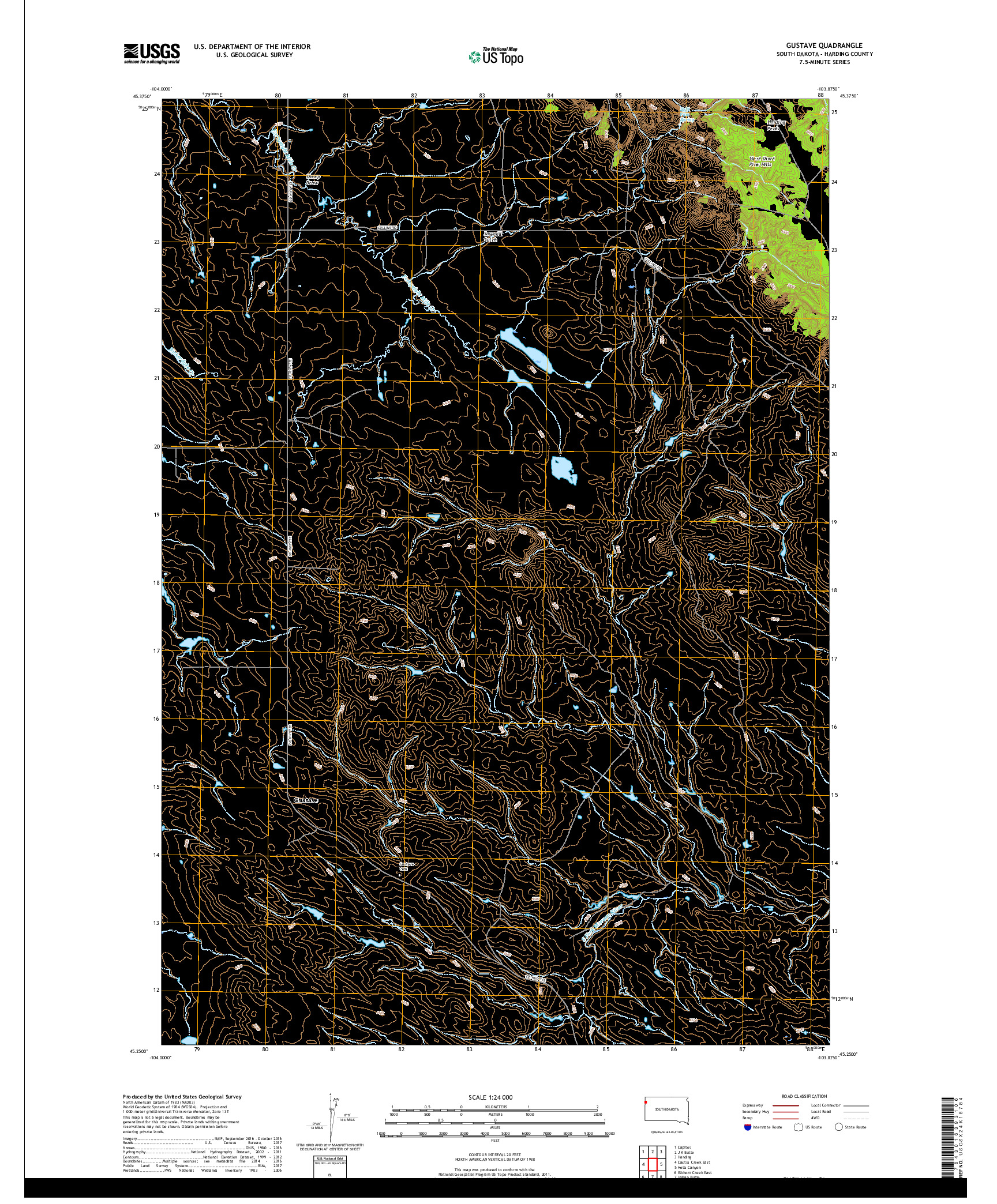 USGS US TOPO 7.5-MINUTE MAP FOR GUSTAVE, SD 2017