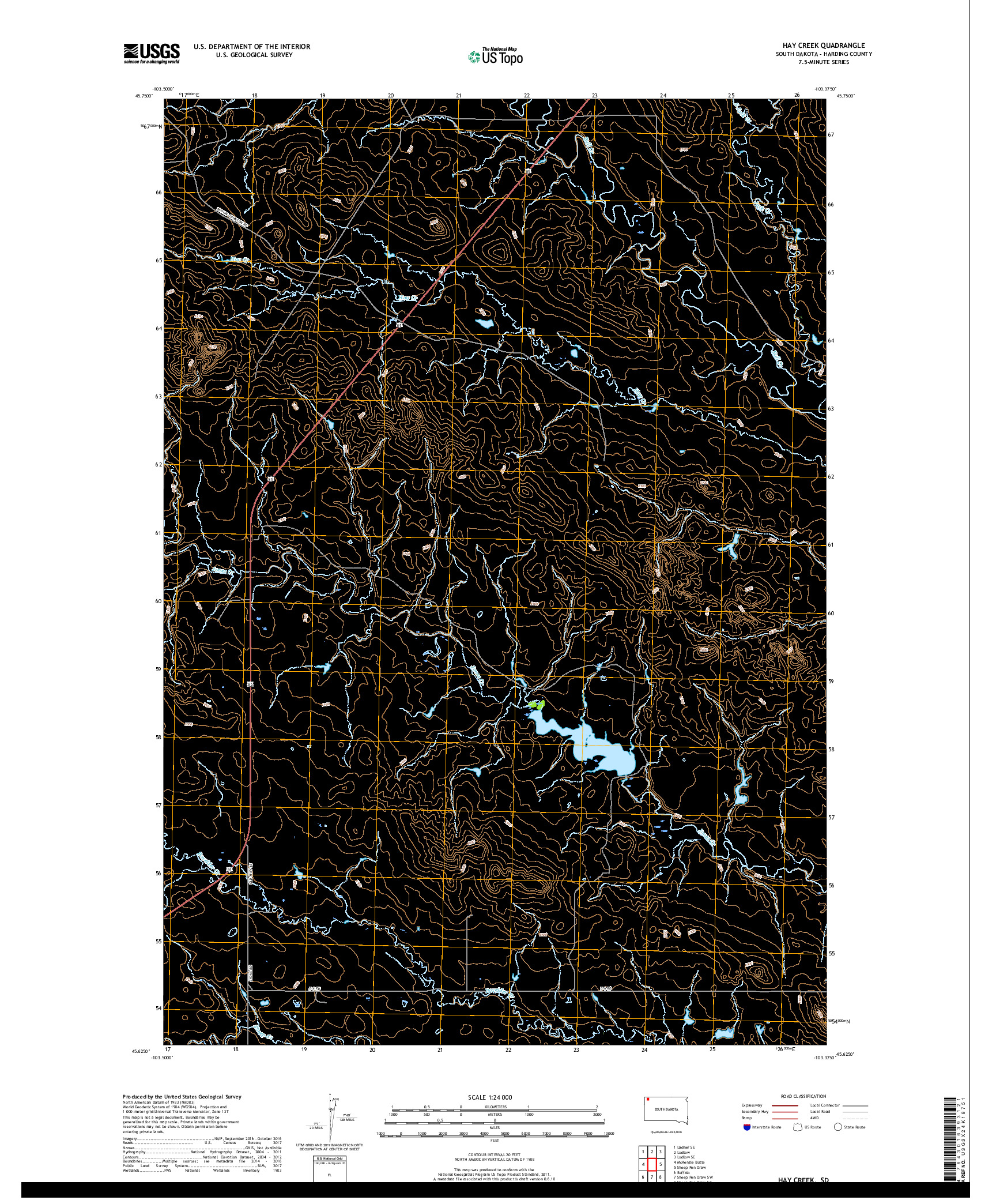 USGS US TOPO 7.5-MINUTE MAP FOR HAY CREEK, SD 2017