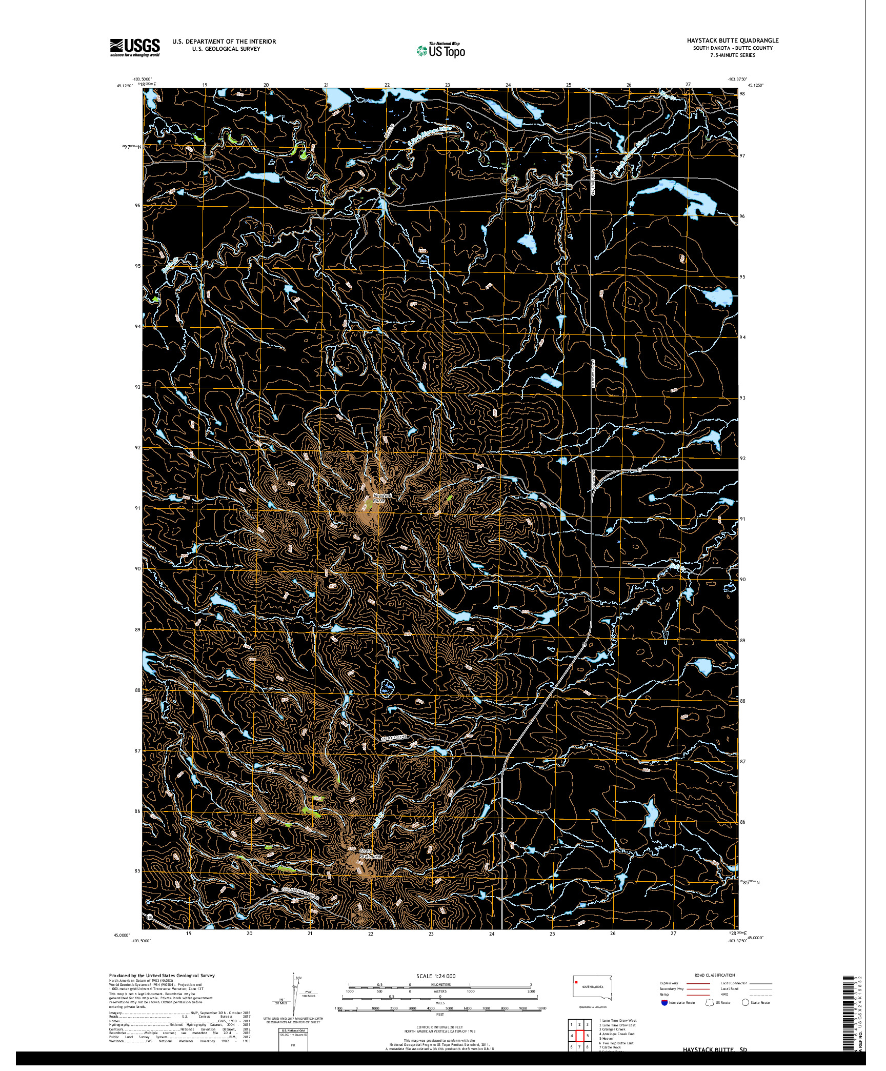 USGS US TOPO 7.5-MINUTE MAP FOR HAYSTACK BUTTE, SD 2017