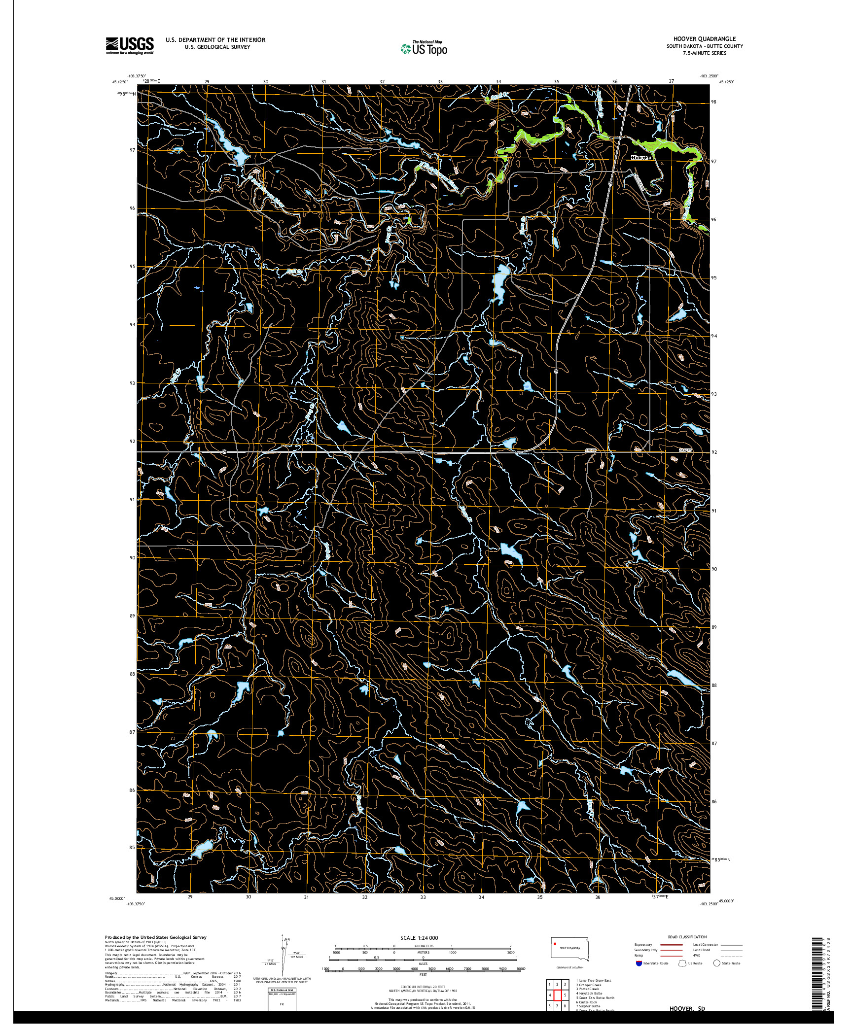 USGS US TOPO 7.5-MINUTE MAP FOR HOOVER, SD 2017