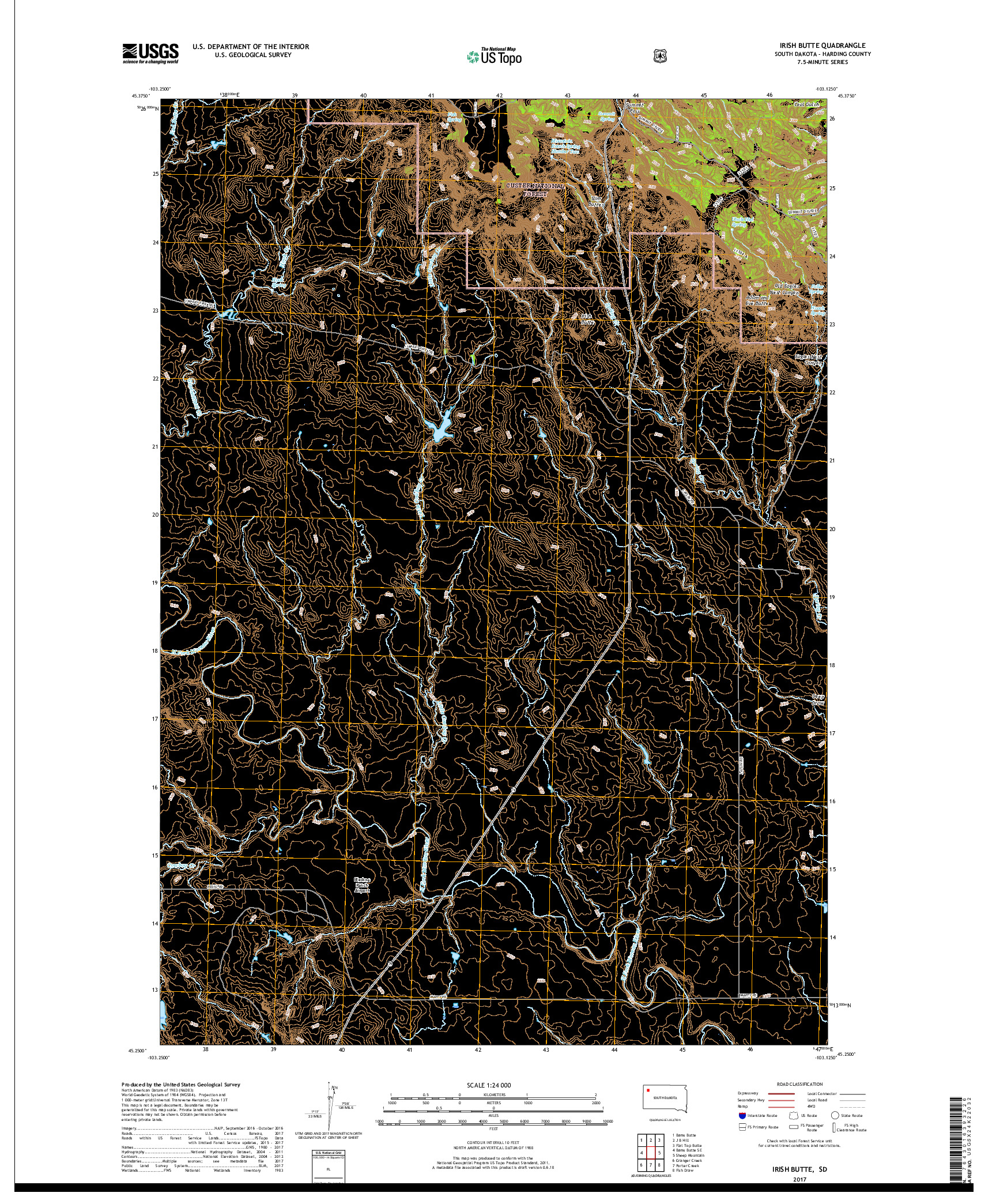 USGS US TOPO 7.5-MINUTE MAP FOR IRISH BUTTE, SD 2017