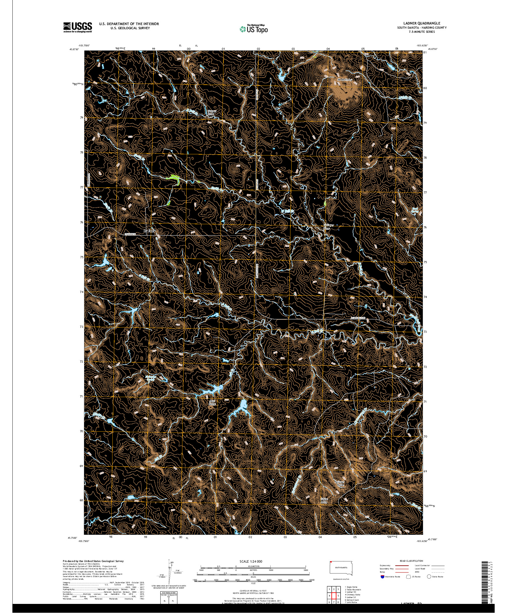 USGS US TOPO 7.5-MINUTE MAP FOR LADNER, SD 2017