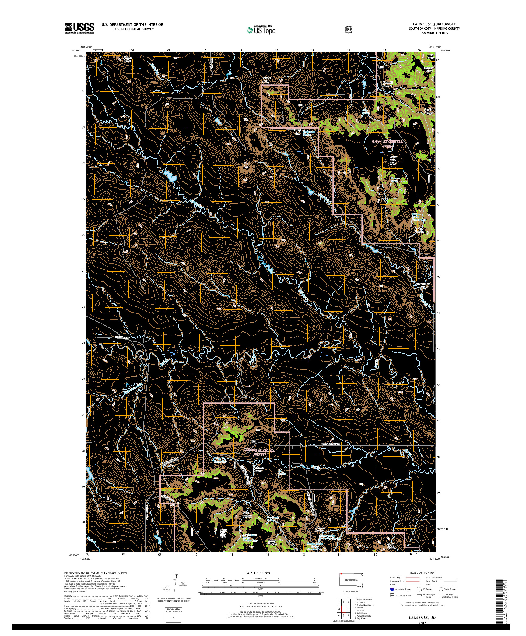 USGS US TOPO 7.5-MINUTE MAP FOR LADNER SE, SD 2017