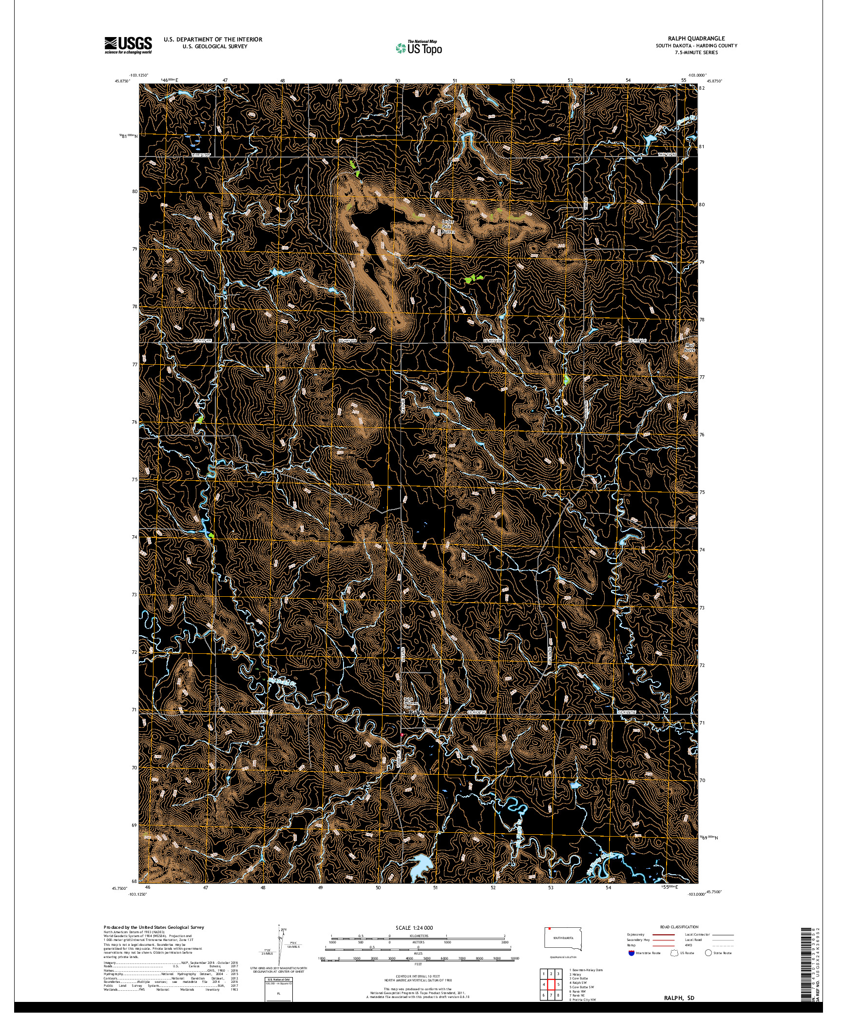 USGS US TOPO 7.5-MINUTE MAP FOR RALPH, SD 2017