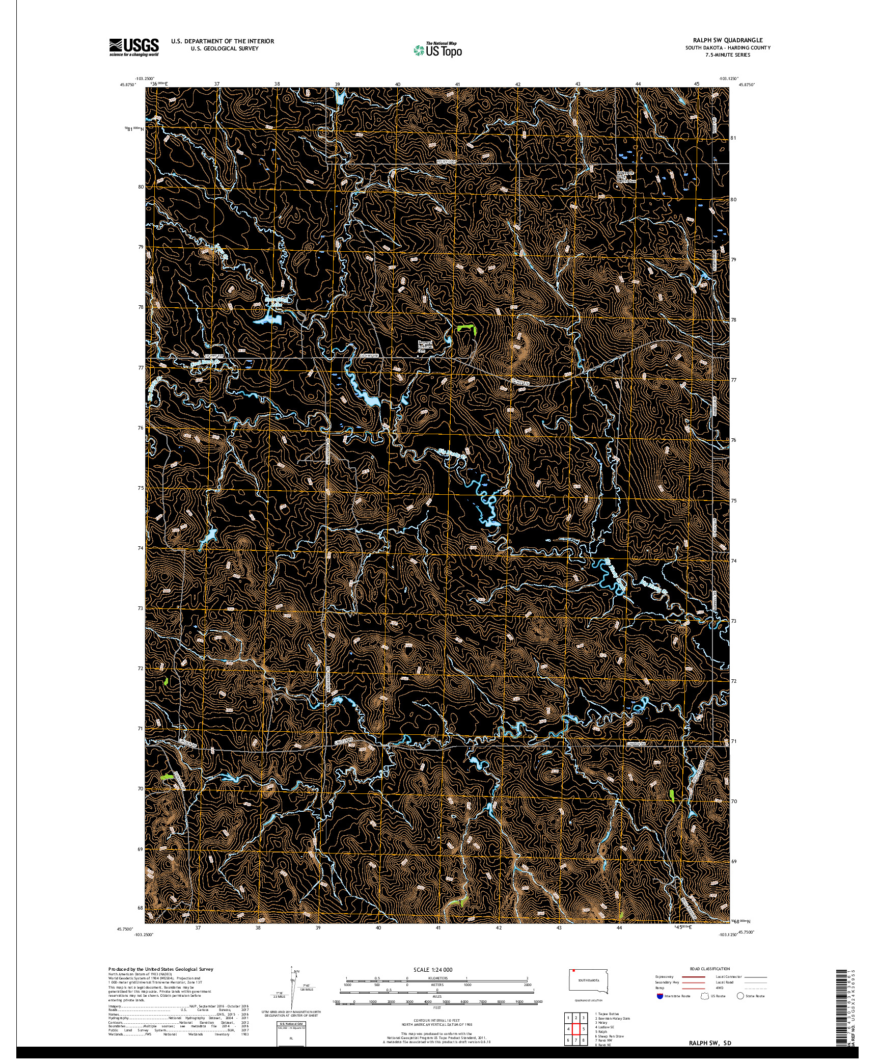 USGS US TOPO 7.5-MINUTE MAP FOR RALPH SW, SD 2017